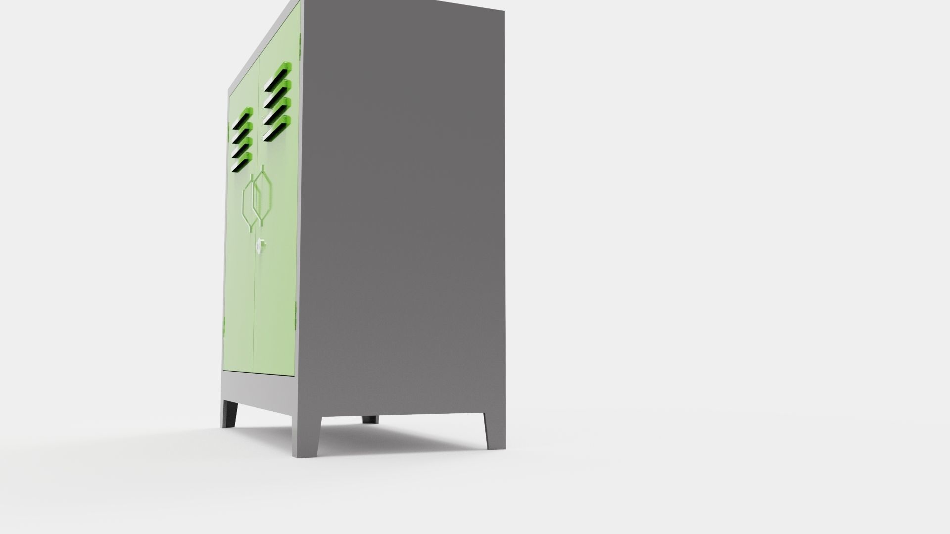 METAL CABINET-DOUBLE SHORT-GRAY AND GREEN Low-poly 3D model_31