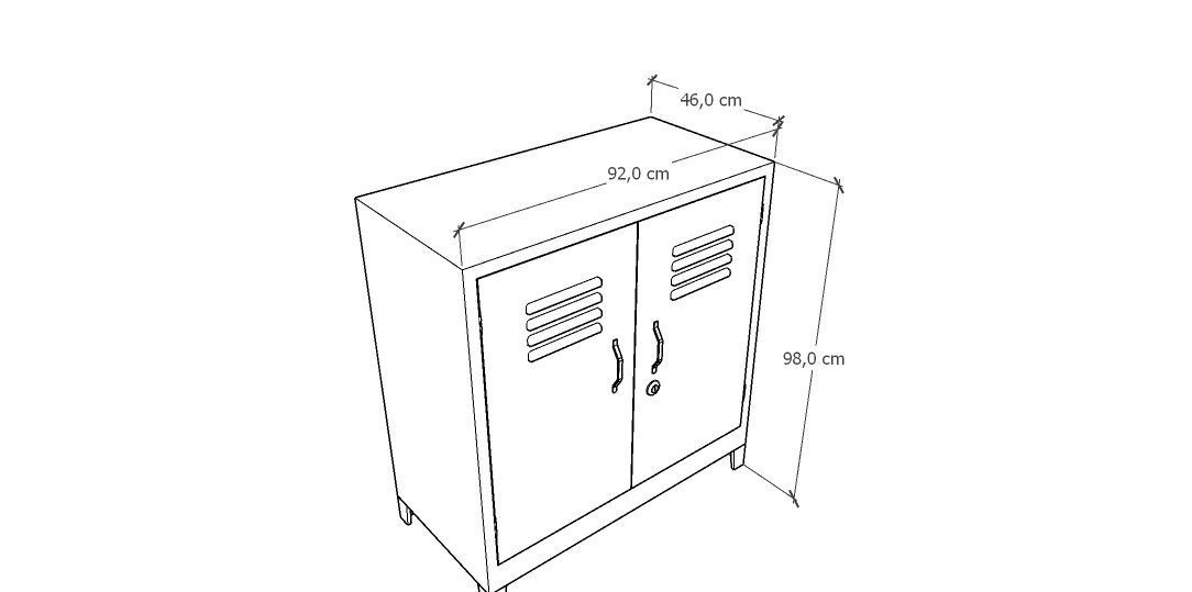 METAL CABINET-DOUBLE SHORT-GRAY AND GREEN Low-poly 3D model_51
