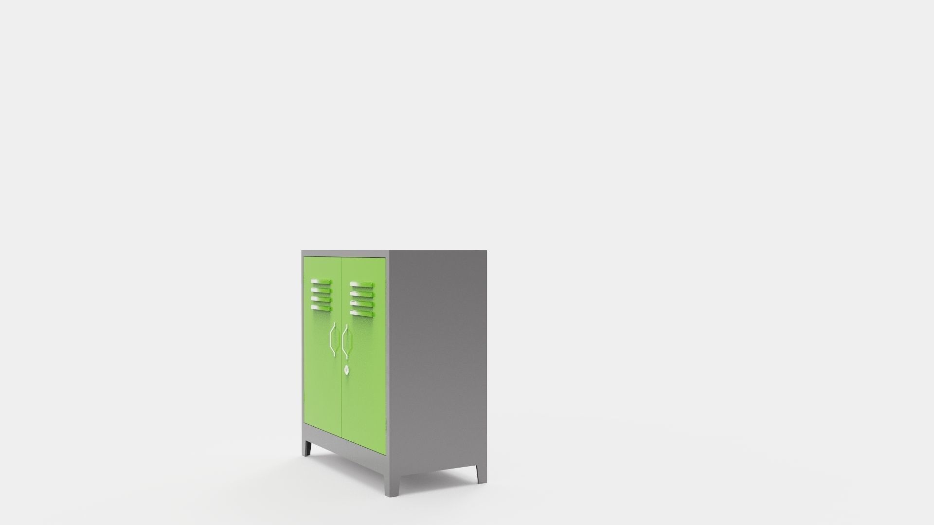 METAL CABINET-DOUBLE SHORT-GRAY AND GREEN Low-poly 3D model_39
