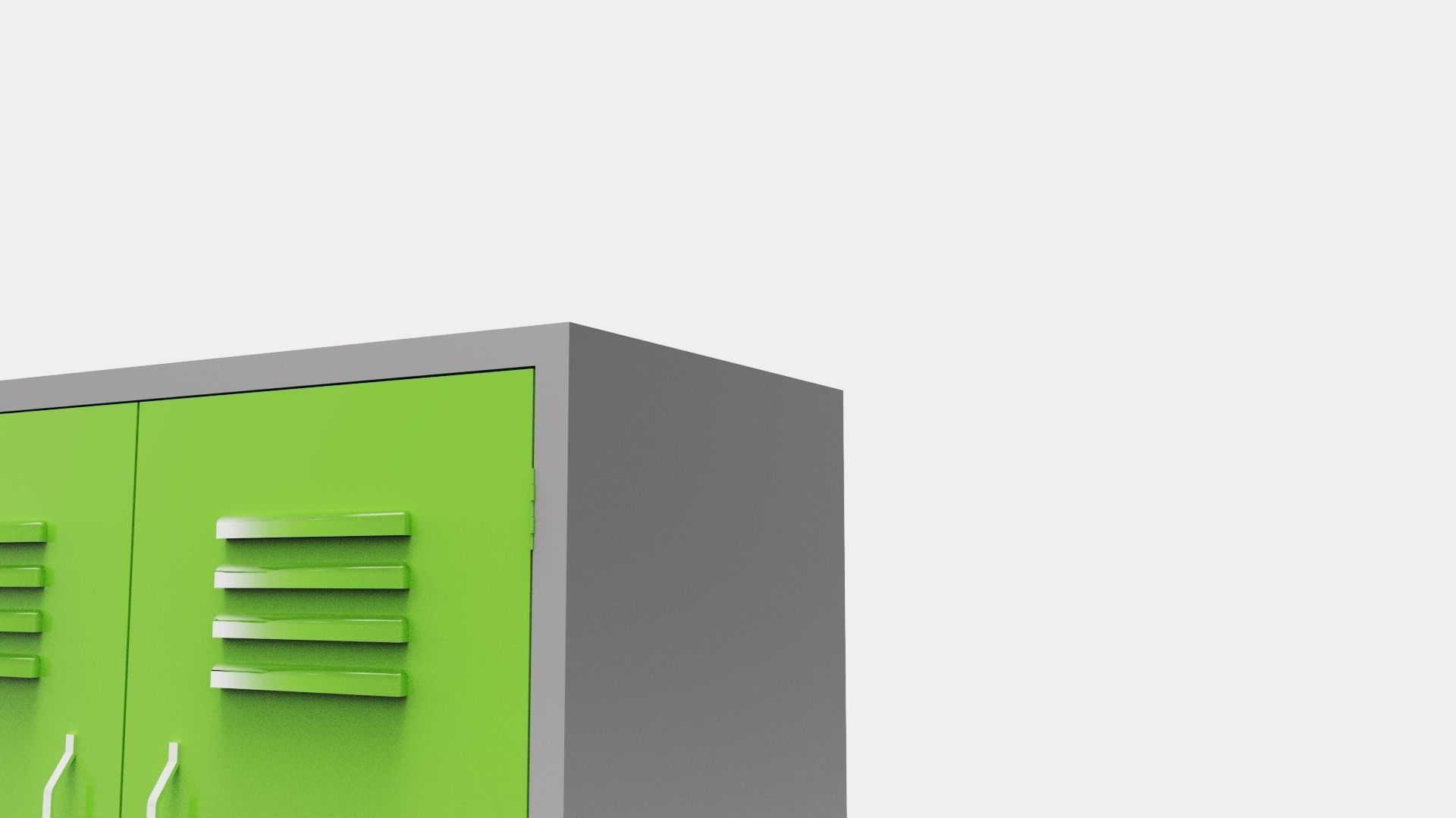 METAL CABINET-DOUBLE SHORT-GRAY AND GREEN Low-poly 3D model_35