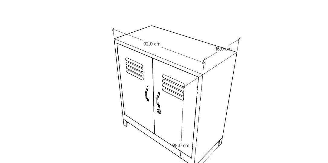 METAL CABINET-DOUBLE SHORT-GRAY AND GREEN Low-poly 3D model_53