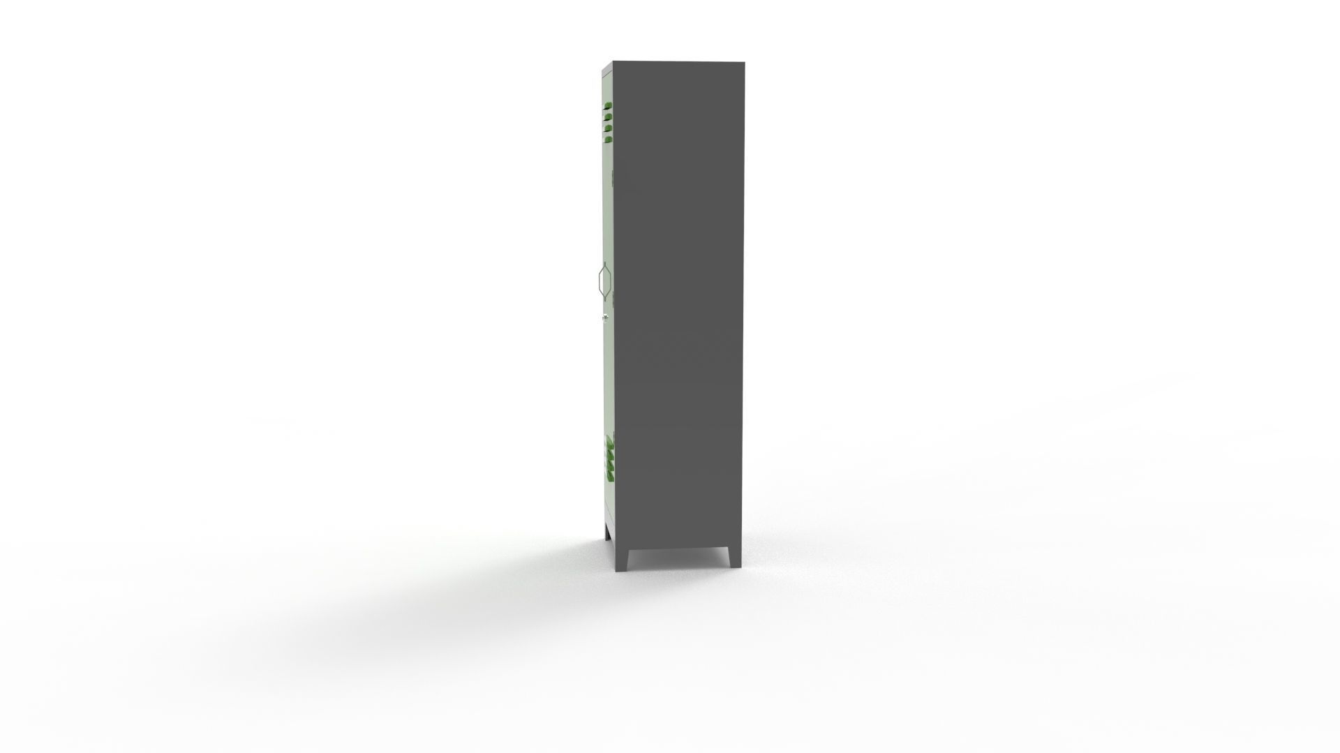 METAL CABINET-SINGLE LONG-GRAY AND GREEN Low-poly 3D model_26