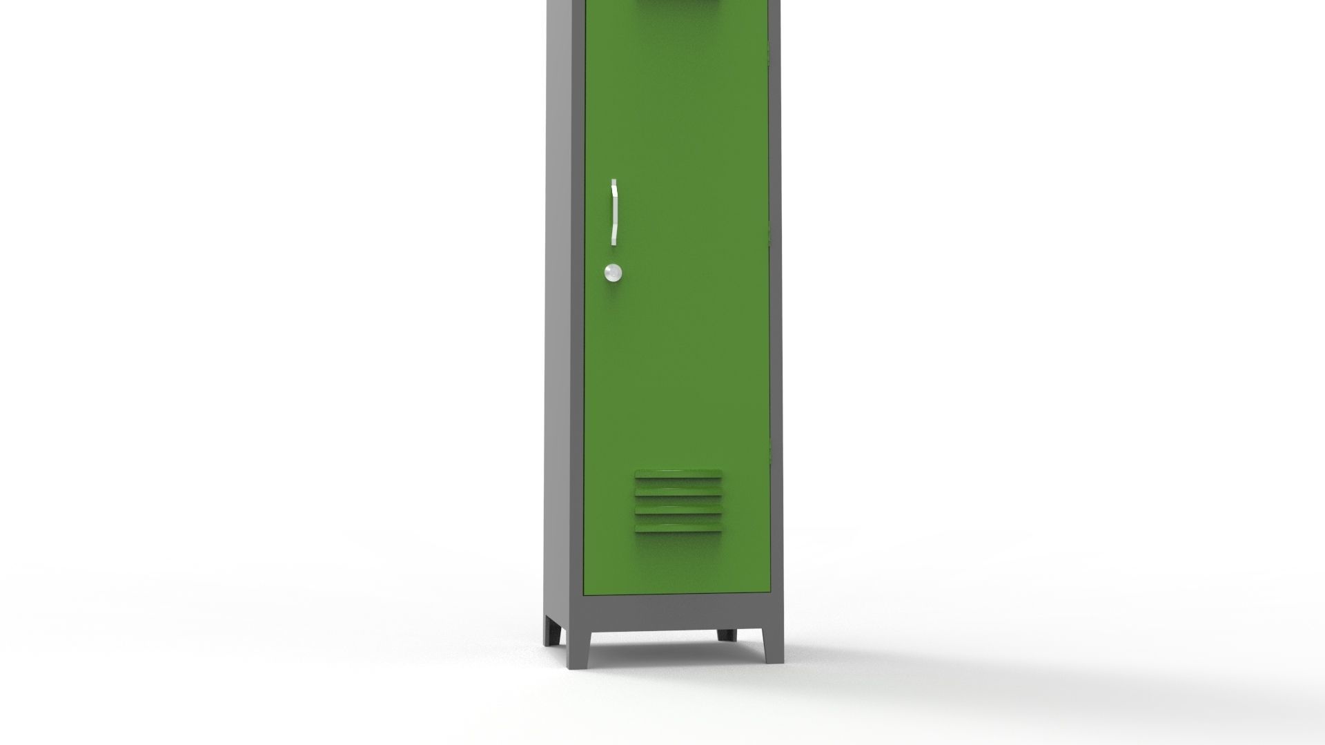 METAL CABINET-SINGLE LONG-GRAY AND GREEN Low-poly 3D model_7