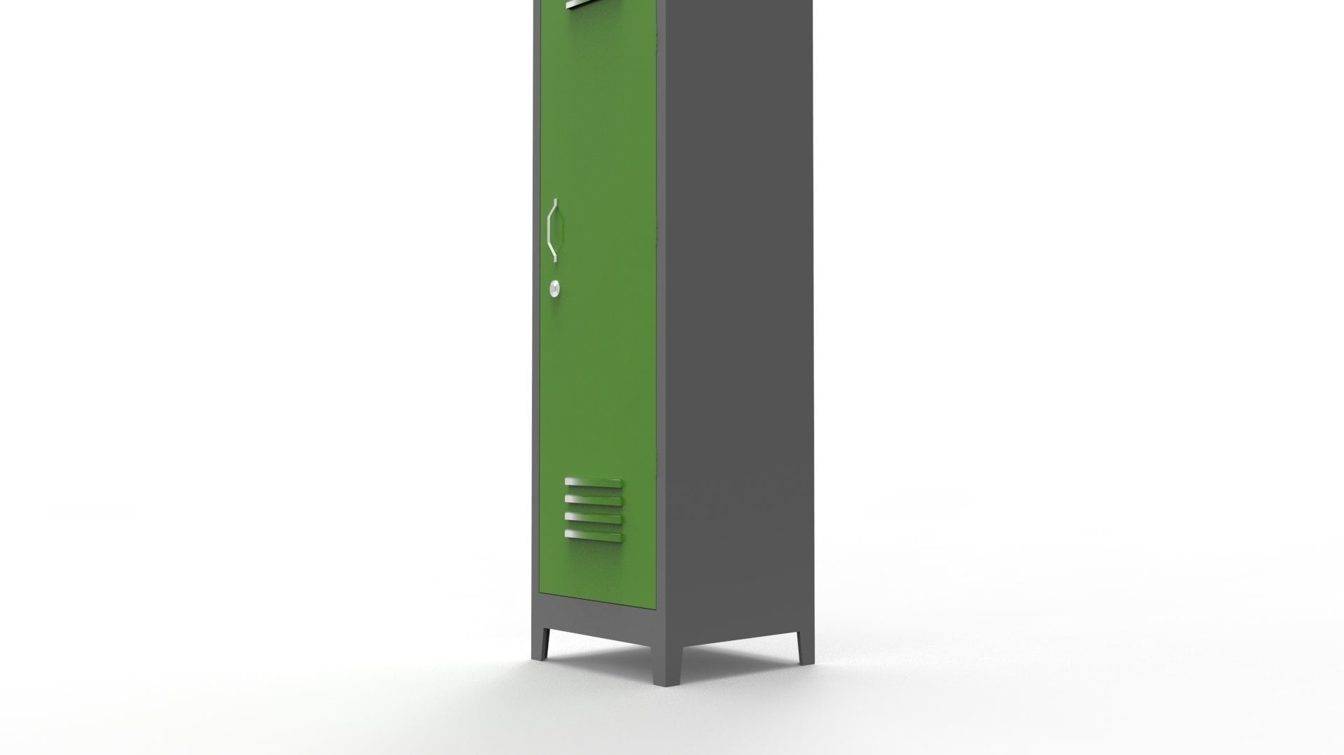 METAL CABINET-SINGLE LONG-GRAY AND GREEN Low-poly 3D model_9