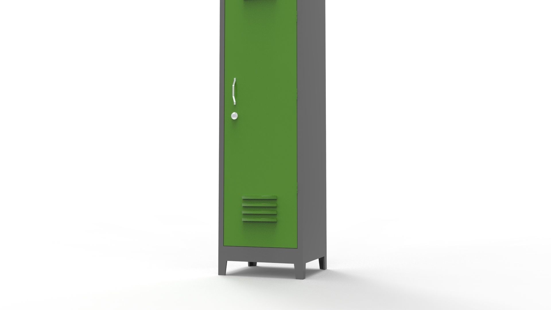 METAL CABINET-SINGLE LONG-GRAY AND GREEN Low-poly 3D model_8