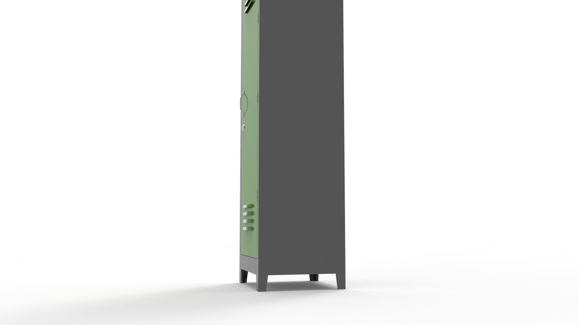 METAL CABINET-SINGLE LONG-GRAY AND GREEN Low-poly 3D model_10