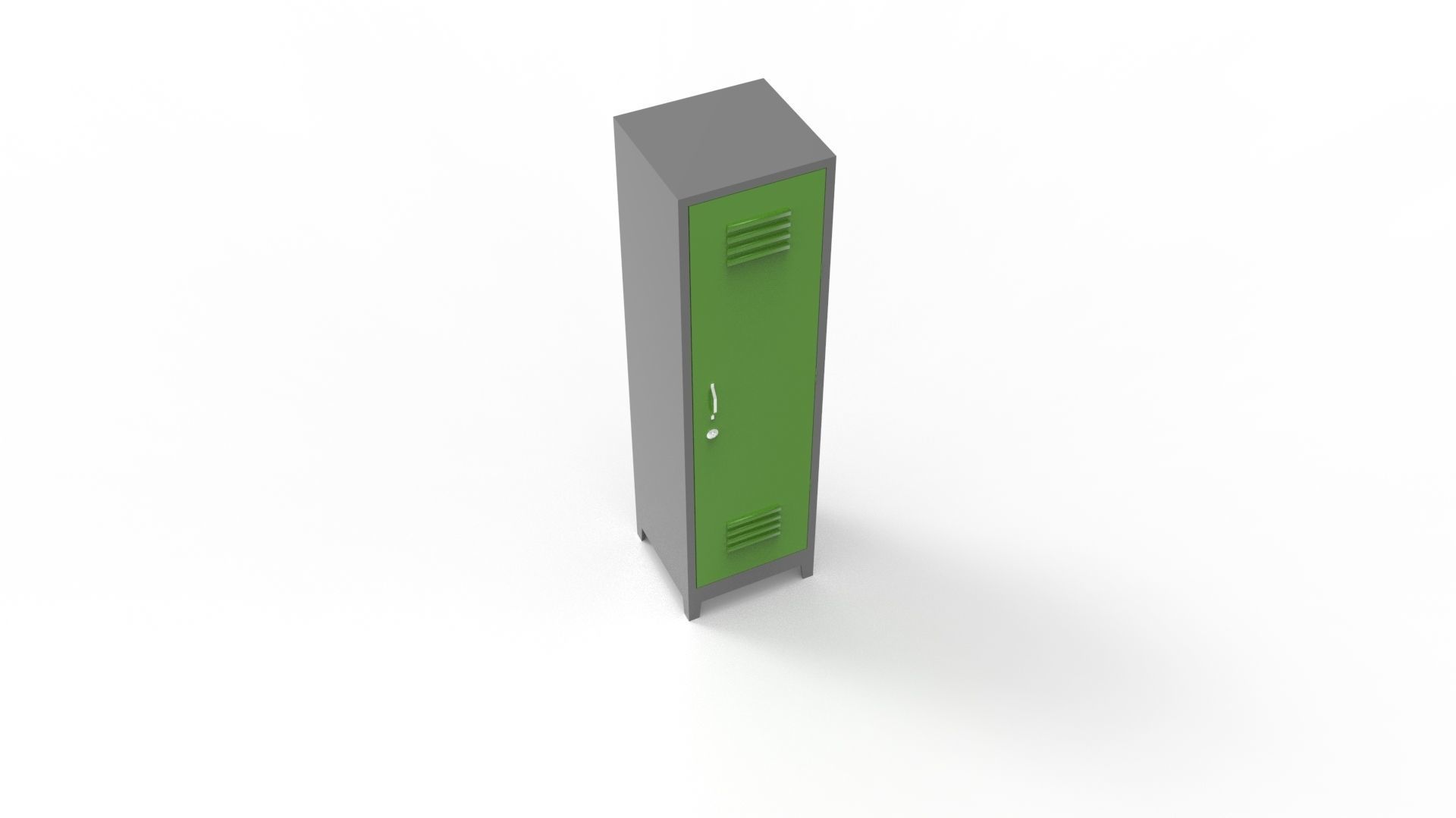 METAL CABINET-SINGLE LONG-GRAY AND GREEN Low-poly 3D model_15