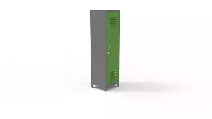 METAL CABINET-SINGLE LONG-GRAY AND GREEN Low-poly 3D model