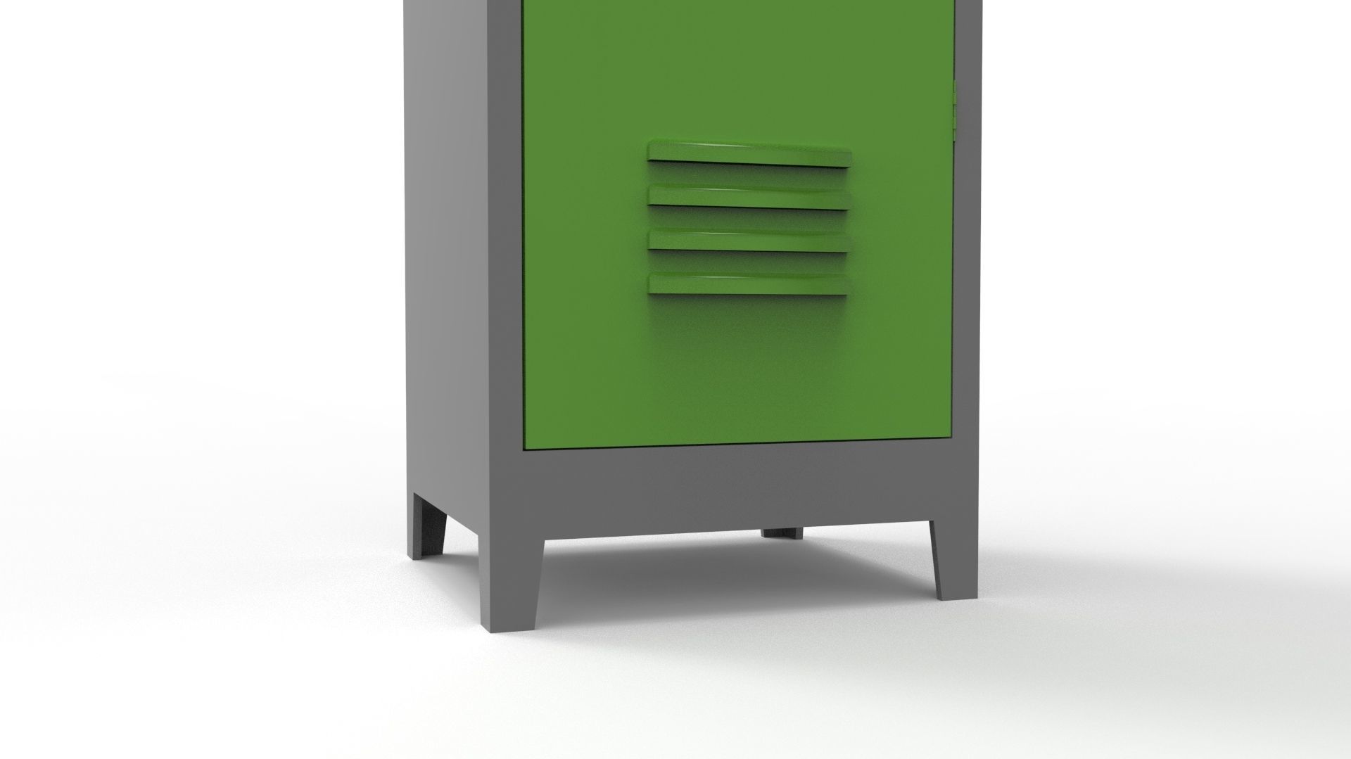 METAL CABINET-SINGLE LONG-GRAY AND GREEN Low-poly 3D model_22