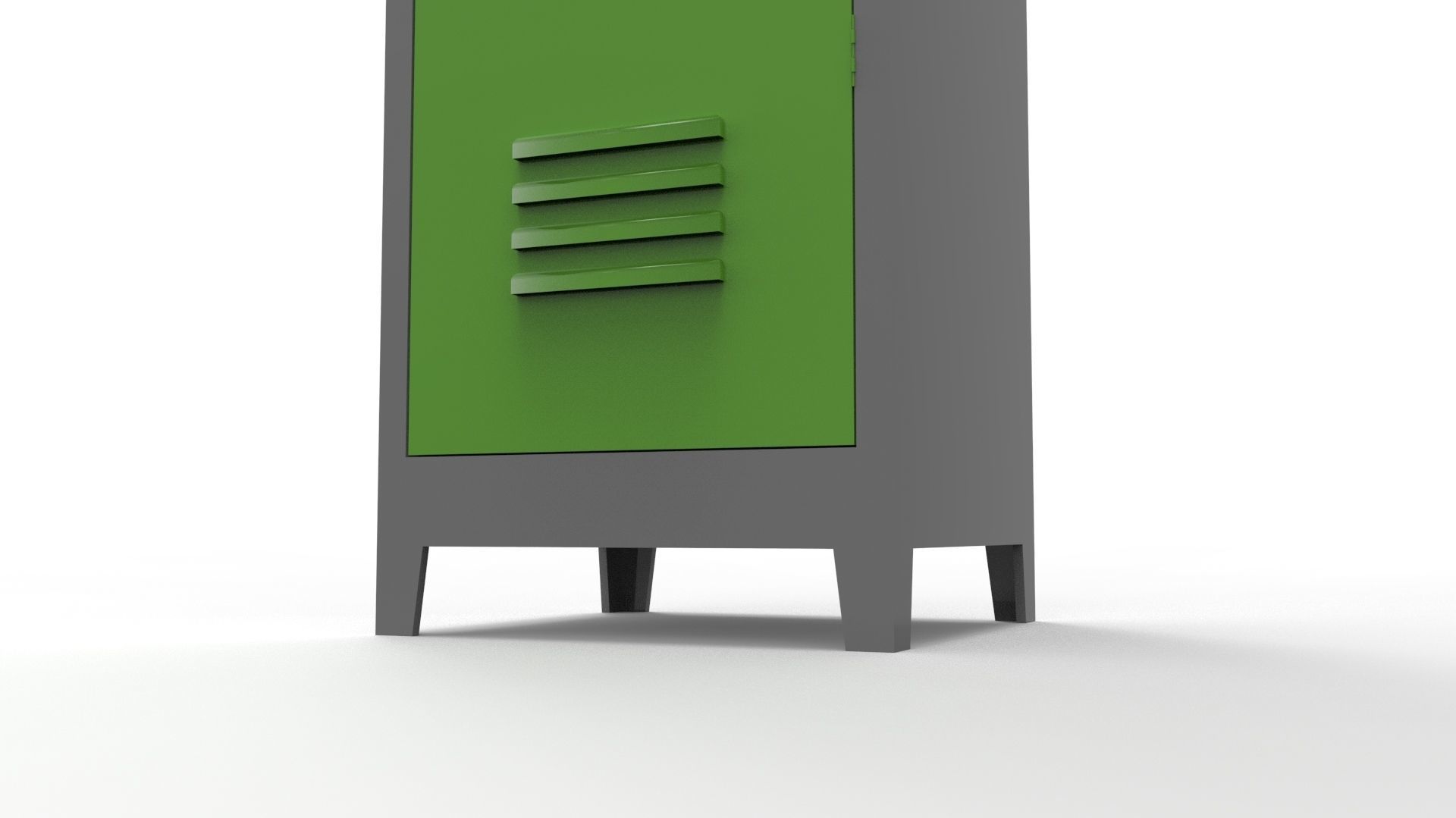 METAL CABINET-SINGLE LONG-GRAY AND GREEN Low-poly 3D model_21