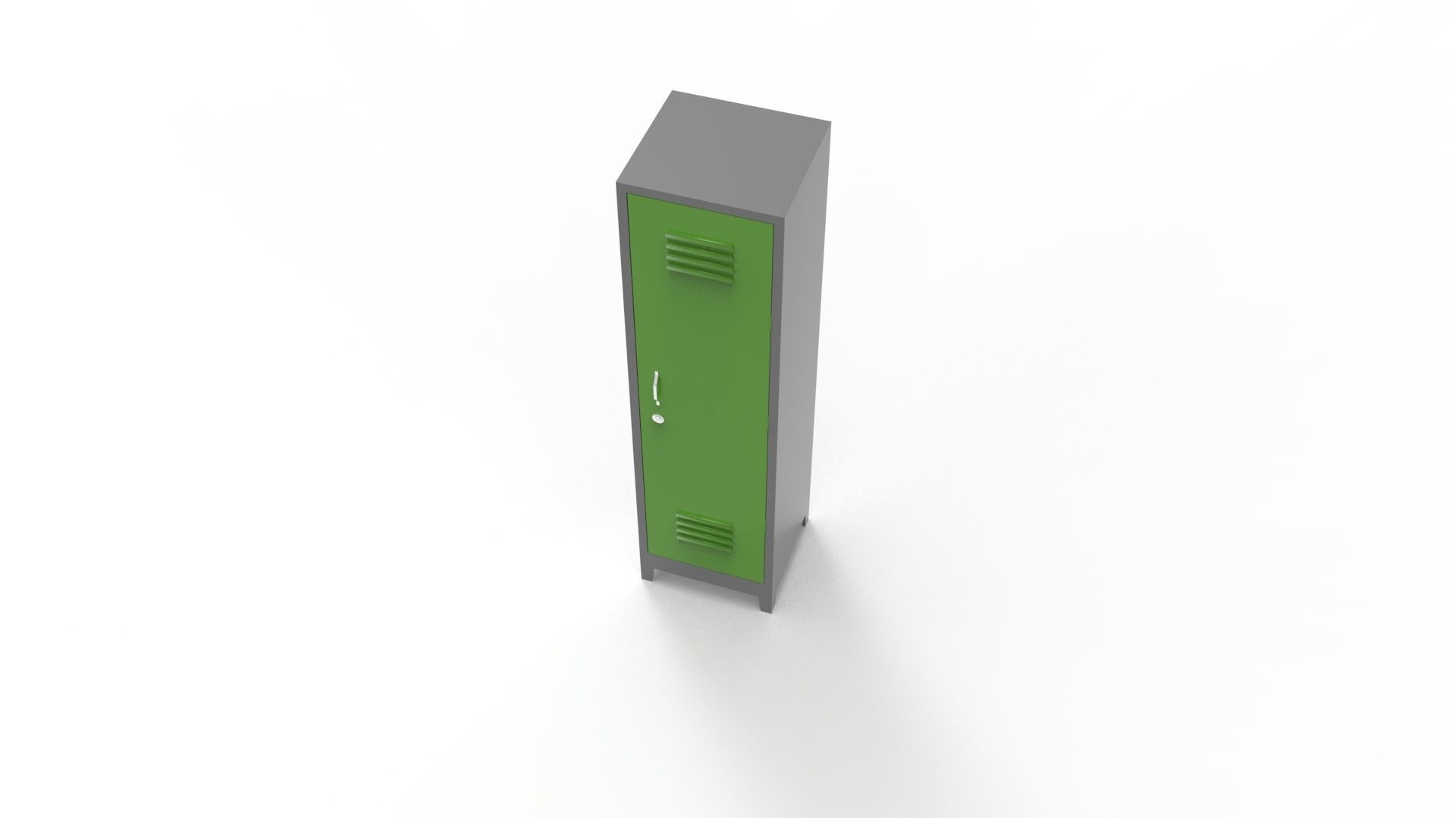 METAL CABINET-SINGLE LONG-GRAY AND GREEN Low-poly 3D model_14