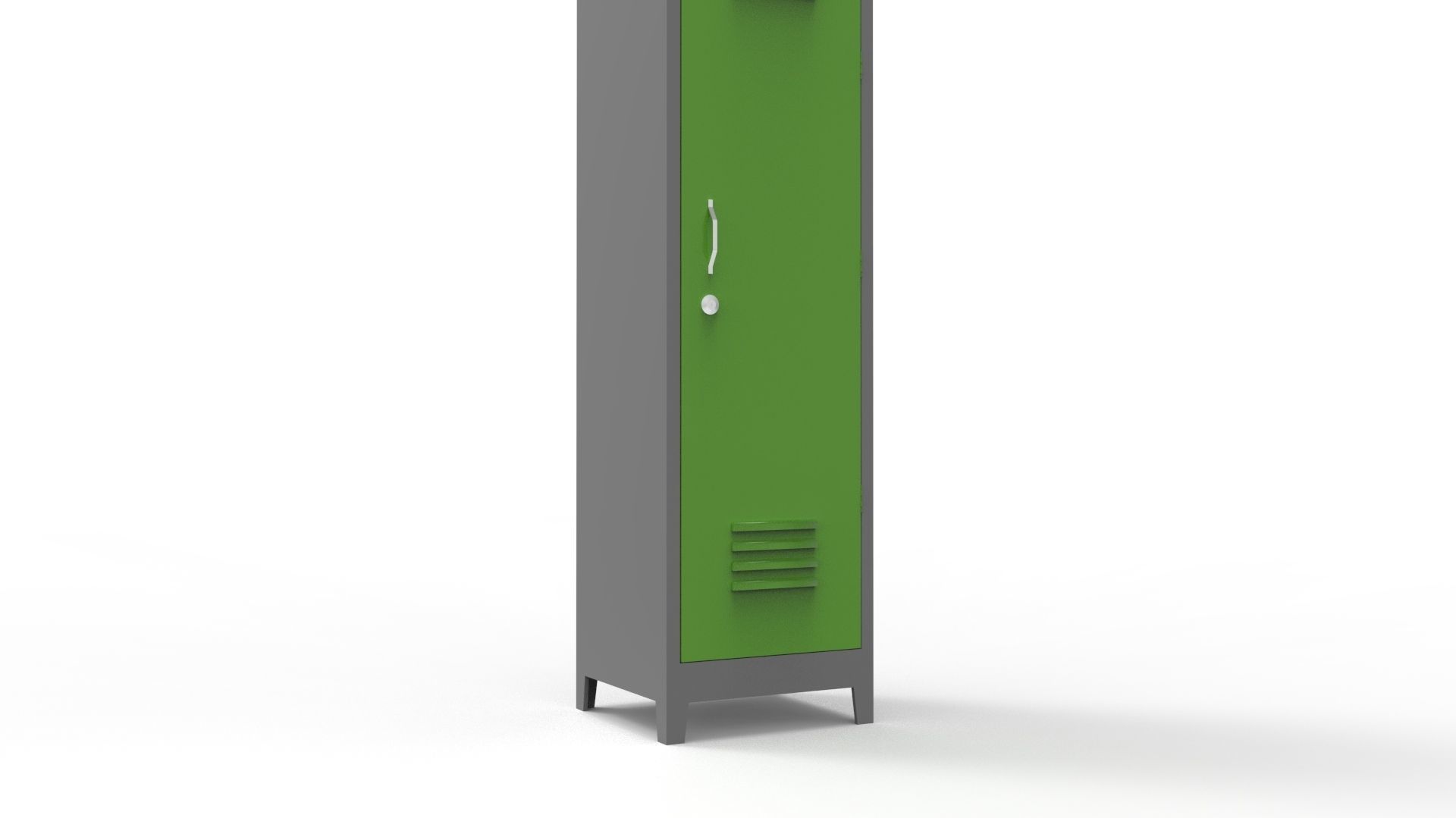 METAL CABINET-SINGLE LONG-GRAY AND GREEN Low-poly 3D model_6