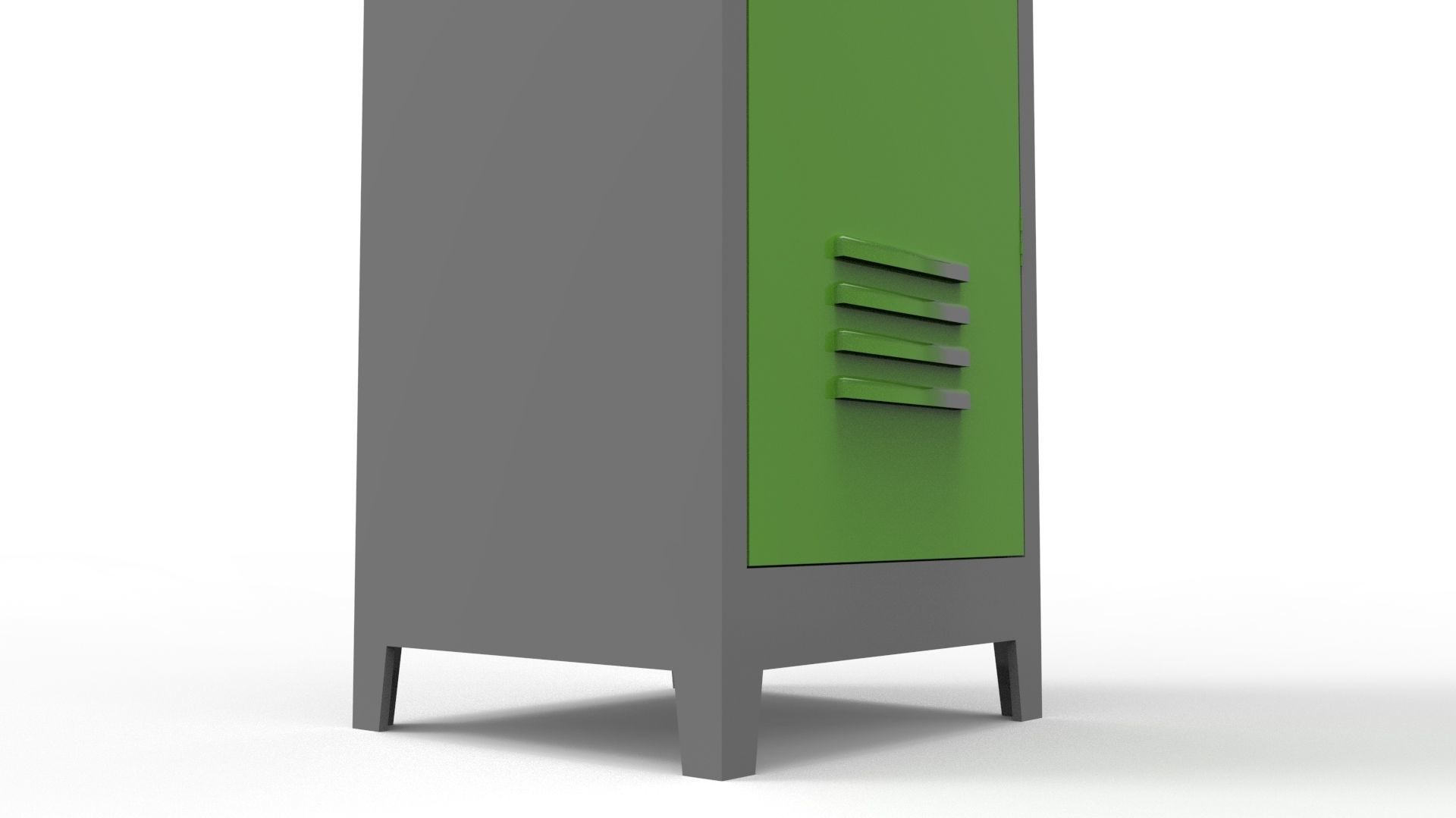 METAL CABINET-SINGLE LONG-GRAY AND GREEN Low-poly 3D model_24