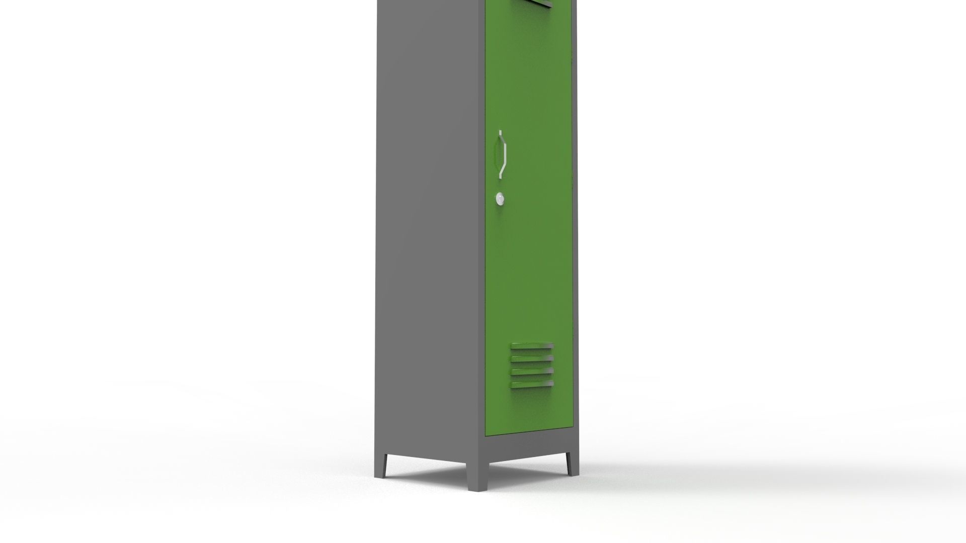 METAL CABINET-SINGLE LONG-GRAY AND GREEN Low-poly 3D model_5