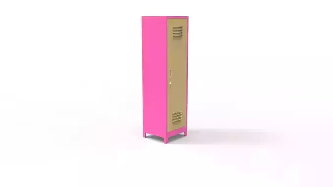 METAL CABINET-SINGLE LONG-PINK AND CREAM