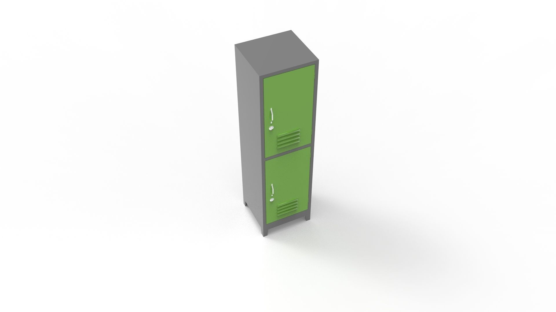METAL CABINET-SINGLE LONG-TWO COVER-GRAY AND GREEN Low-poly 3D model_63