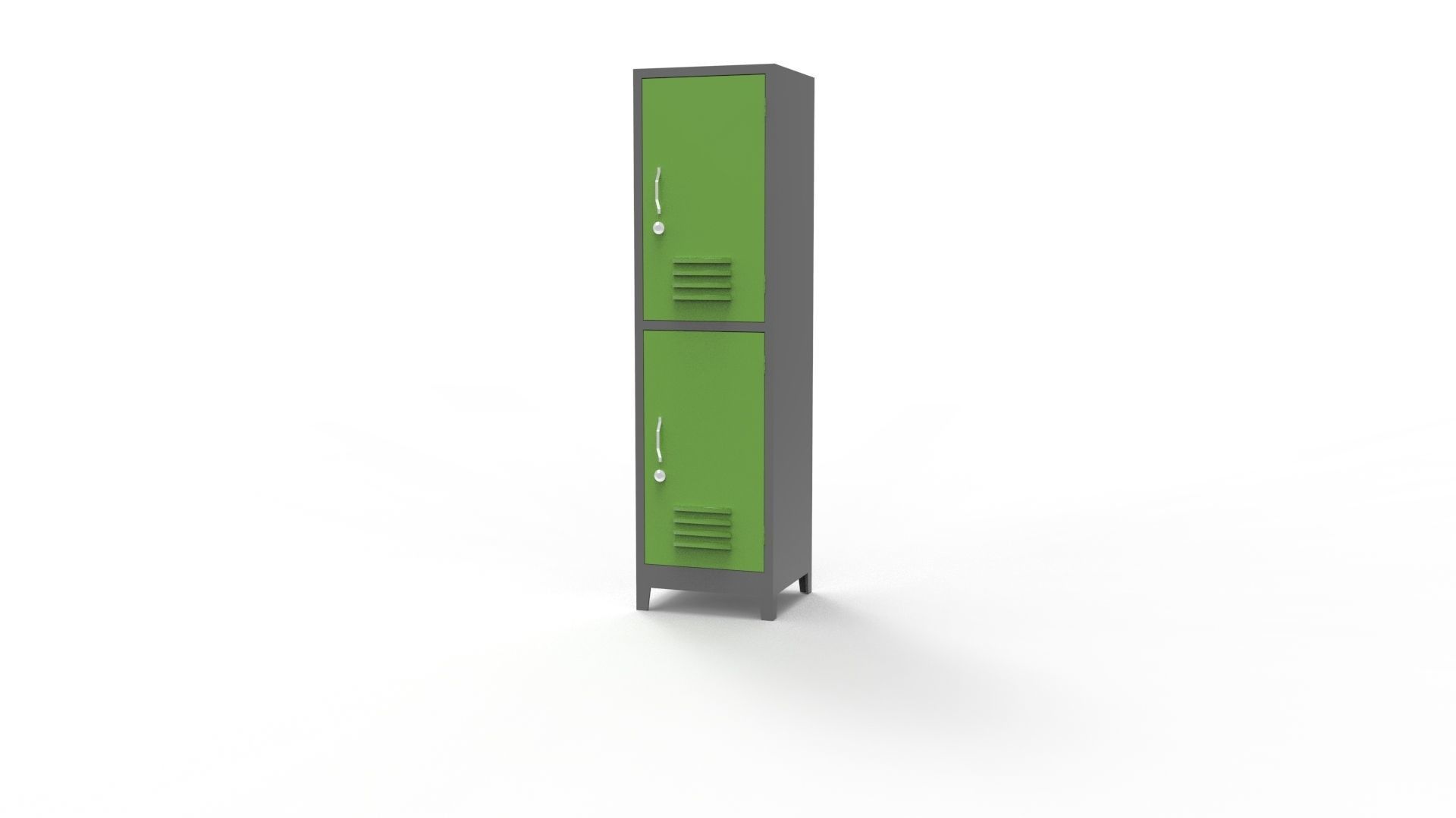 METAL CABINET-SINGLE LONG-TWO COVER-GRAY AND GREEN Low-poly 3D model_5