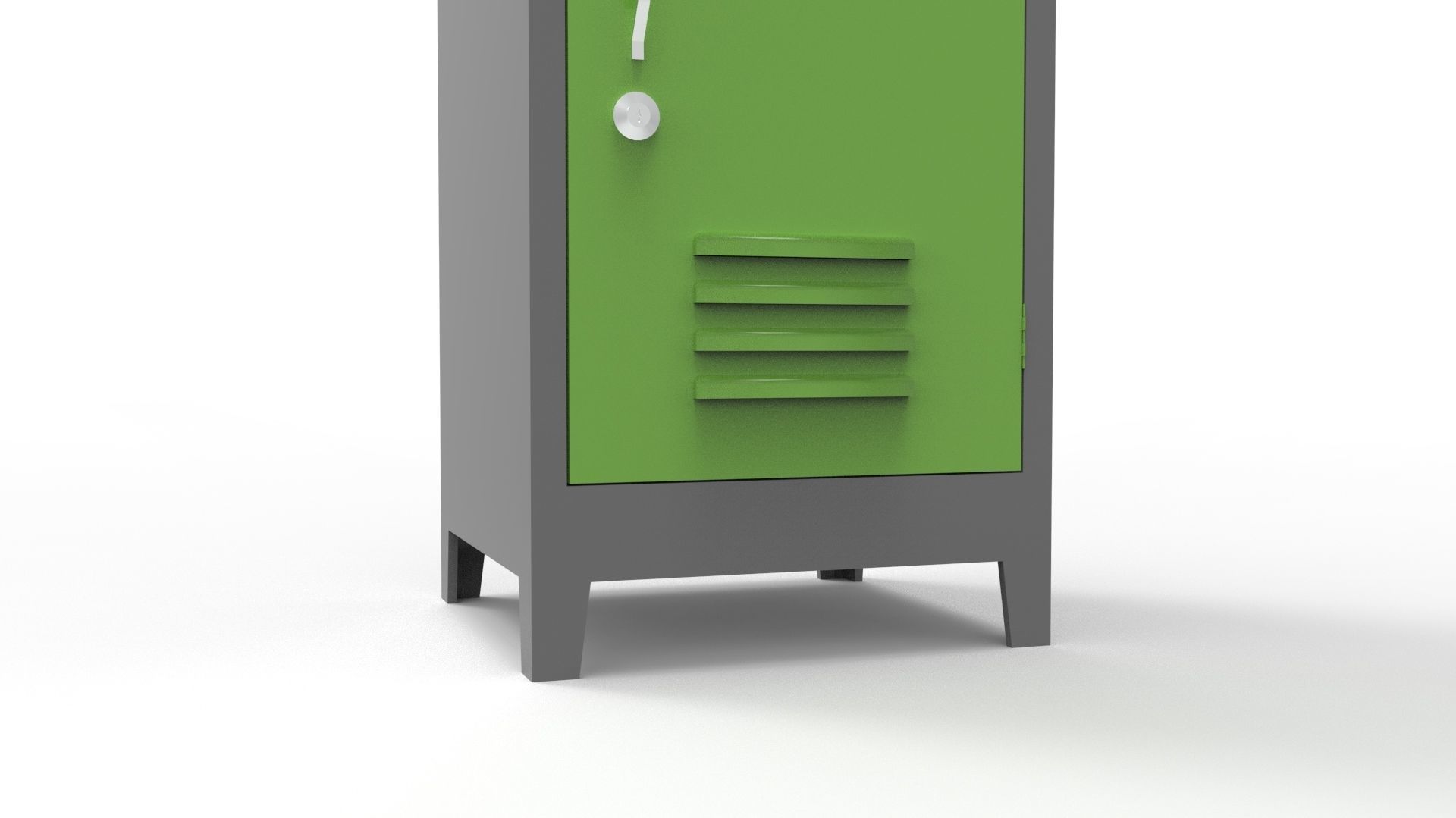 METAL CABINET-SINGLE LONG-TWO COVER-GRAY AND GREEN Low-poly 3D model_39