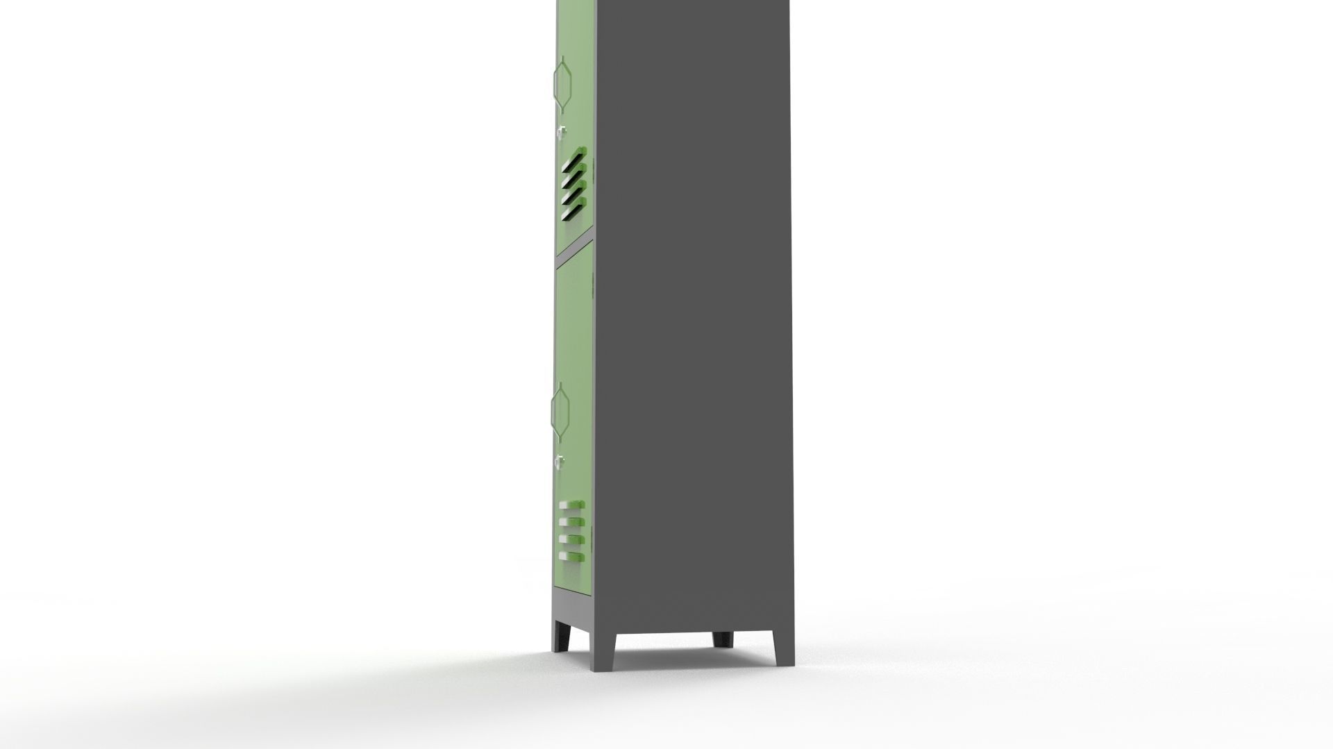 METAL CABINET-SINGLE LONG-TWO COVER-GRAY AND GREEN Low-poly 3D model_56