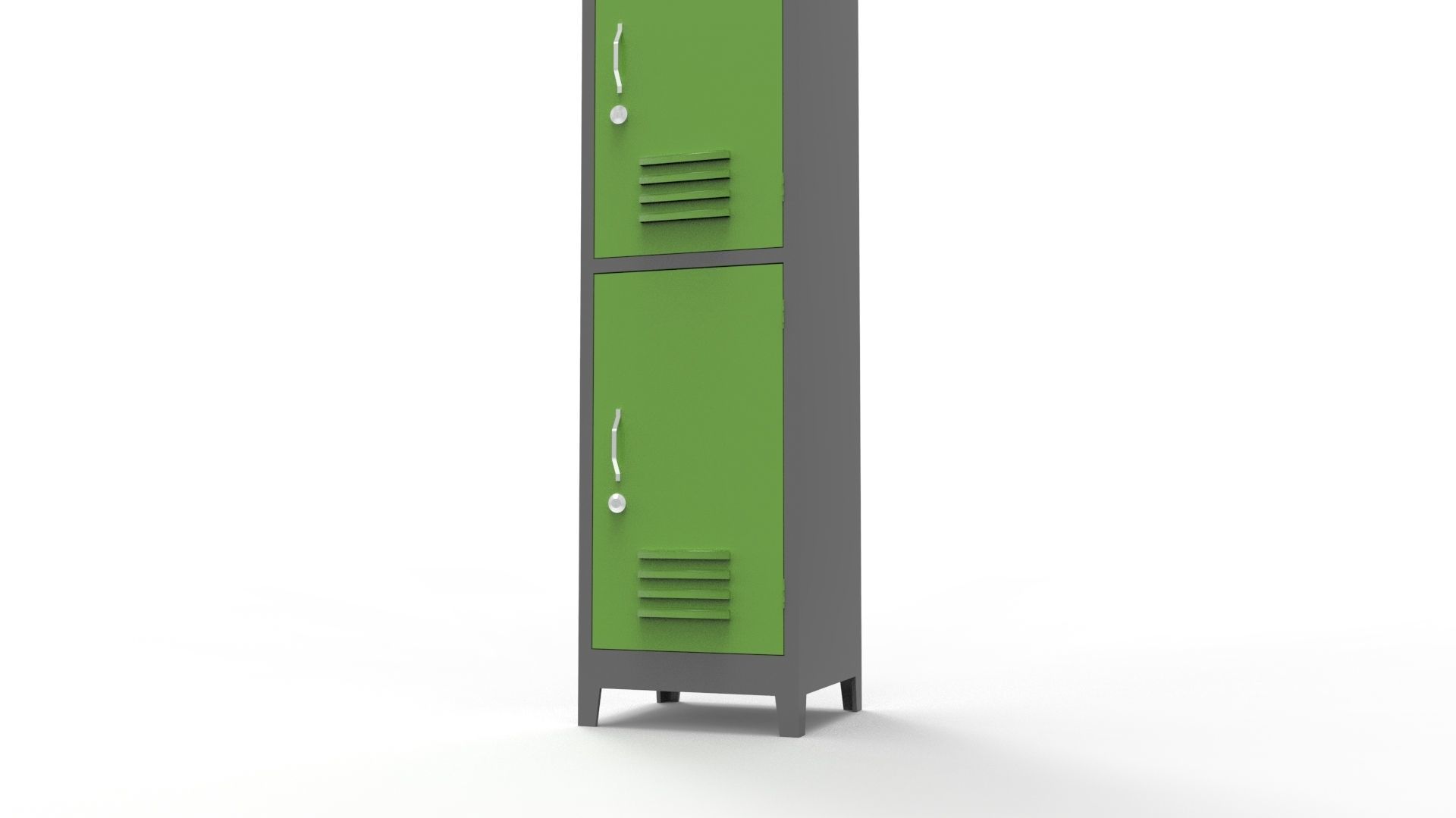 METAL CABINET-SINGLE LONG-TWO COVER-GRAY AND GREEN Low-poly 3D model_21
