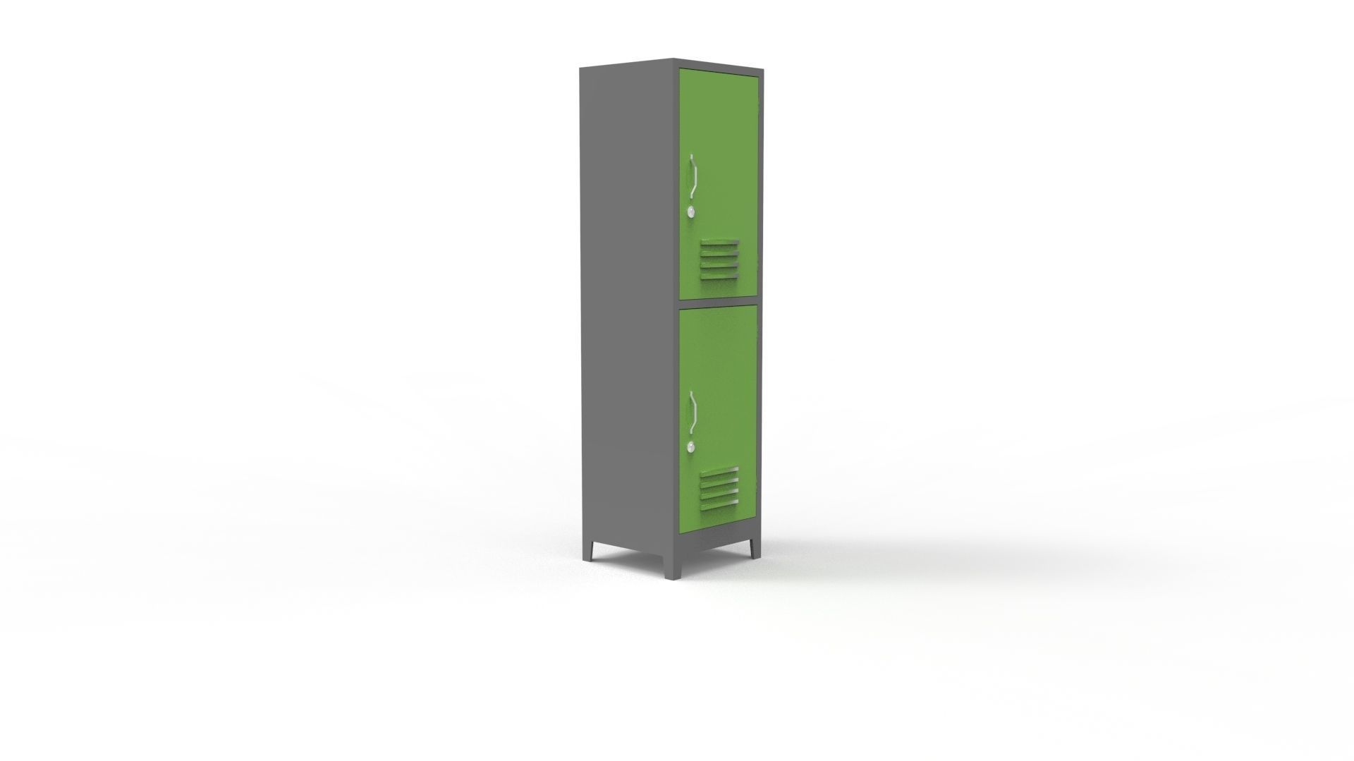 METAL CABINET-SINGLE LONG-TWO COVER-GRAY AND GREEN Low-poly 3D model_25