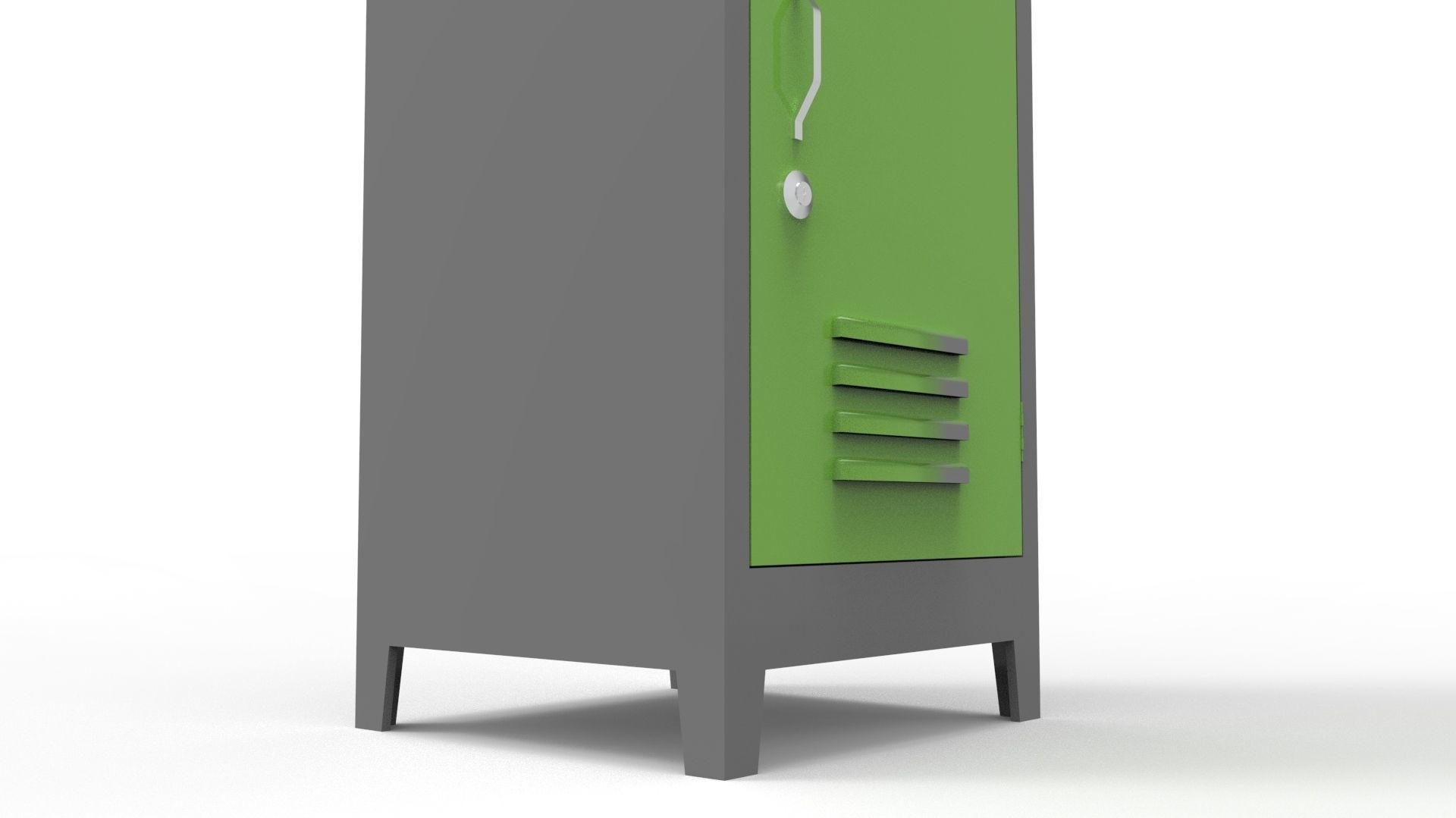 METAL CABINET-SINGLE LONG-TWO COVER-GRAY AND GREEN Low-poly 3D model_40