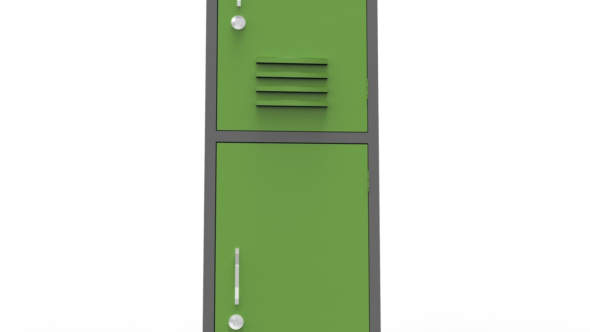 METAL CABINET-SINGLE LONG-TWO COVER-GRAY AND GREEN Low-poly 3D model_34