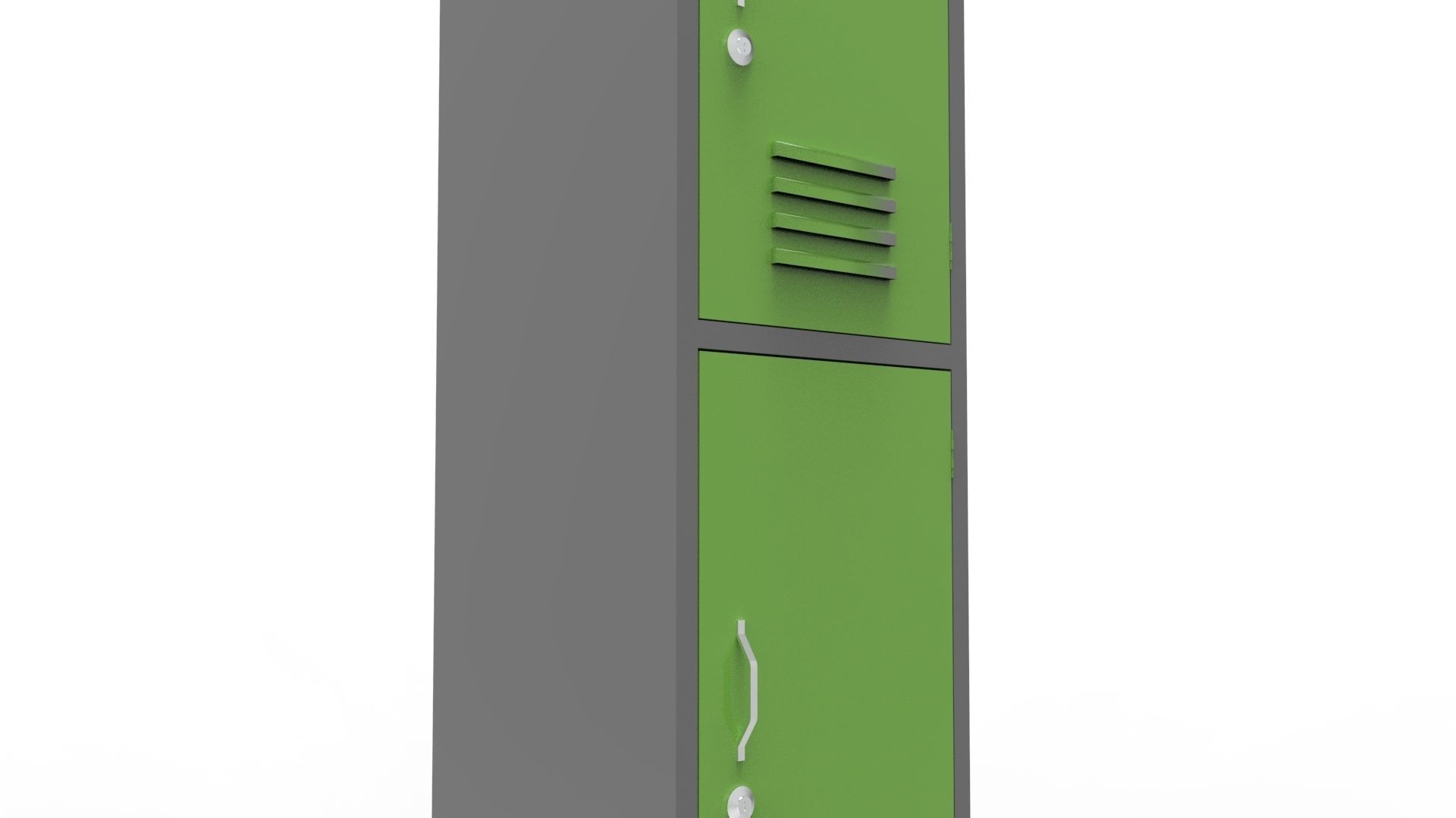 METAL CABINET-SINGLE LONG-TWO COVER-GRAY AND GREEN Low-poly 3D model_29