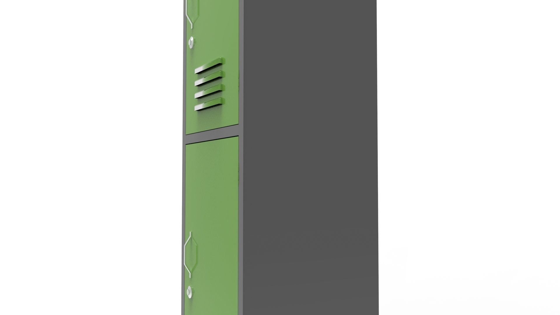 METAL CABINET-SINGLE LONG-TWO COVER-GRAY AND GREEN Low-poly 3D model_65