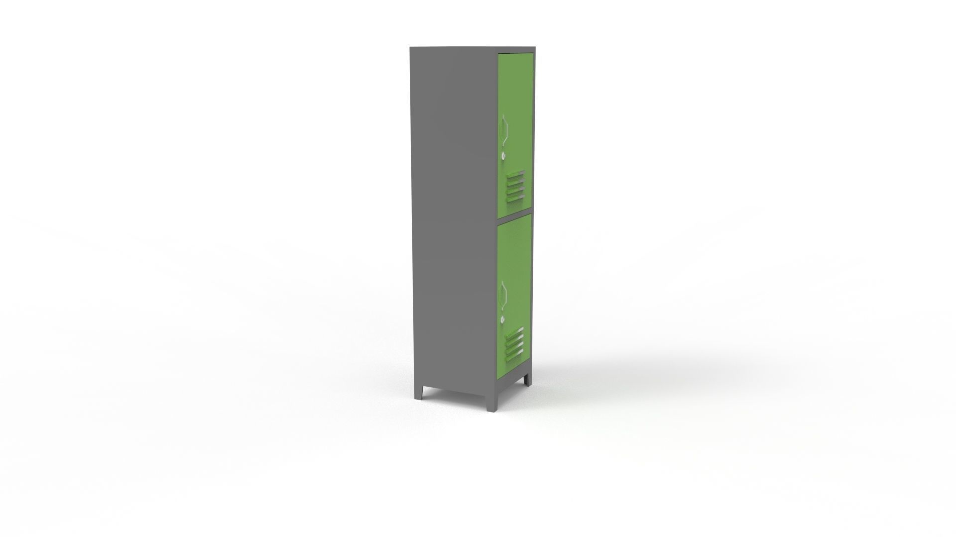 METAL CABINET-SINGLE LONG-TWO COVER-GRAY AND GREEN Low-poly 3D model_17