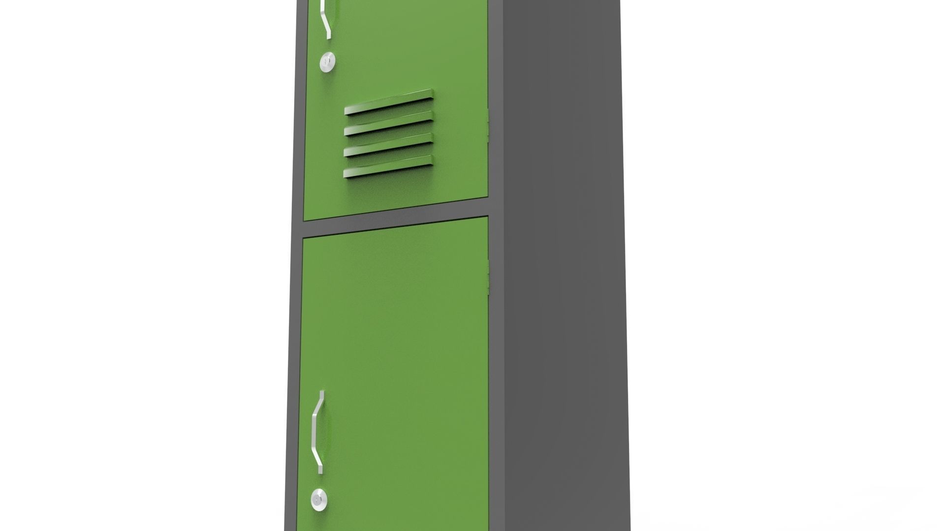 METAL CABINET-SINGLE LONG-TWO COVER-GRAY AND GREEN Low-poly 3D model_32
