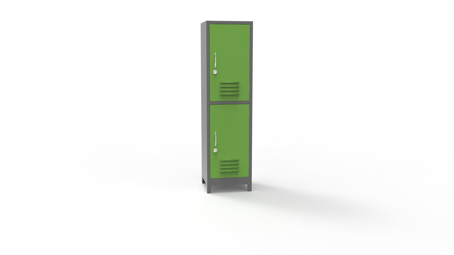 METAL CABINET-SINGLE LONG-TWO COVER-GRAY AND GREEN Low-poly 3D model_14