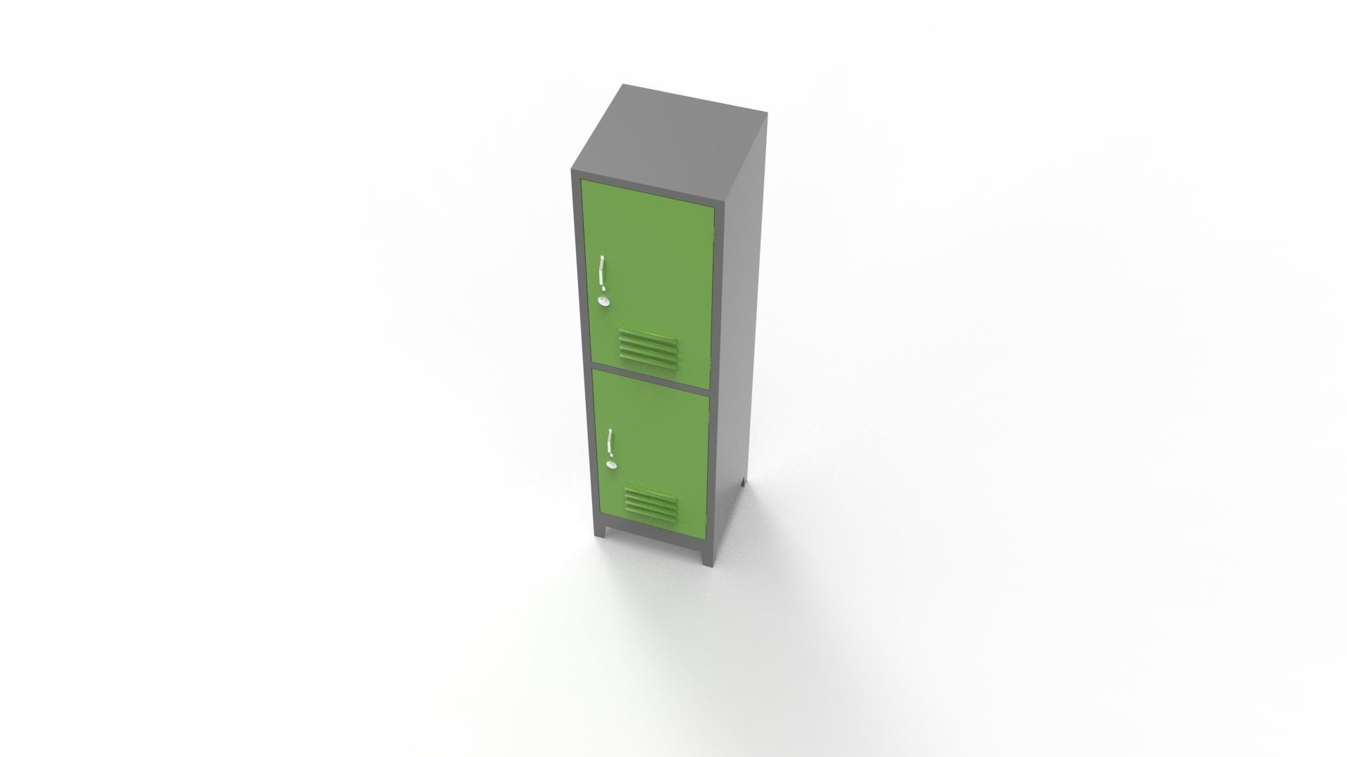 METAL CABINET-SINGLE LONG-TWO COVER-GRAY AND GREEN Low-poly 3D model_62