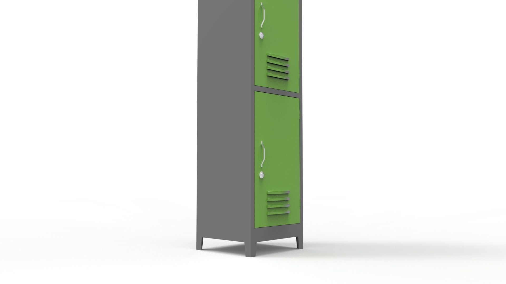 METAL CABINET-SINGLE LONG-TWO COVER-GRAY AND GREEN Low-poly 3D model_61
