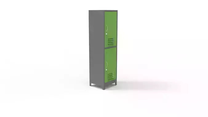 METAL CABINET-SINGLE LONG-TWO COVER-GRAY AND GREEN Low-poly 3D model