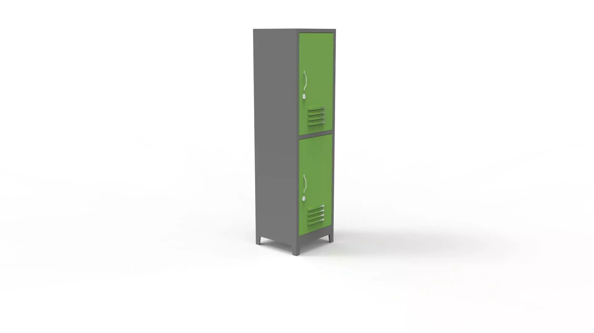 METAL CABINET-SINGLE LONG-TWO COVER-GRAY AND GREEN Low-poly 3D model_0