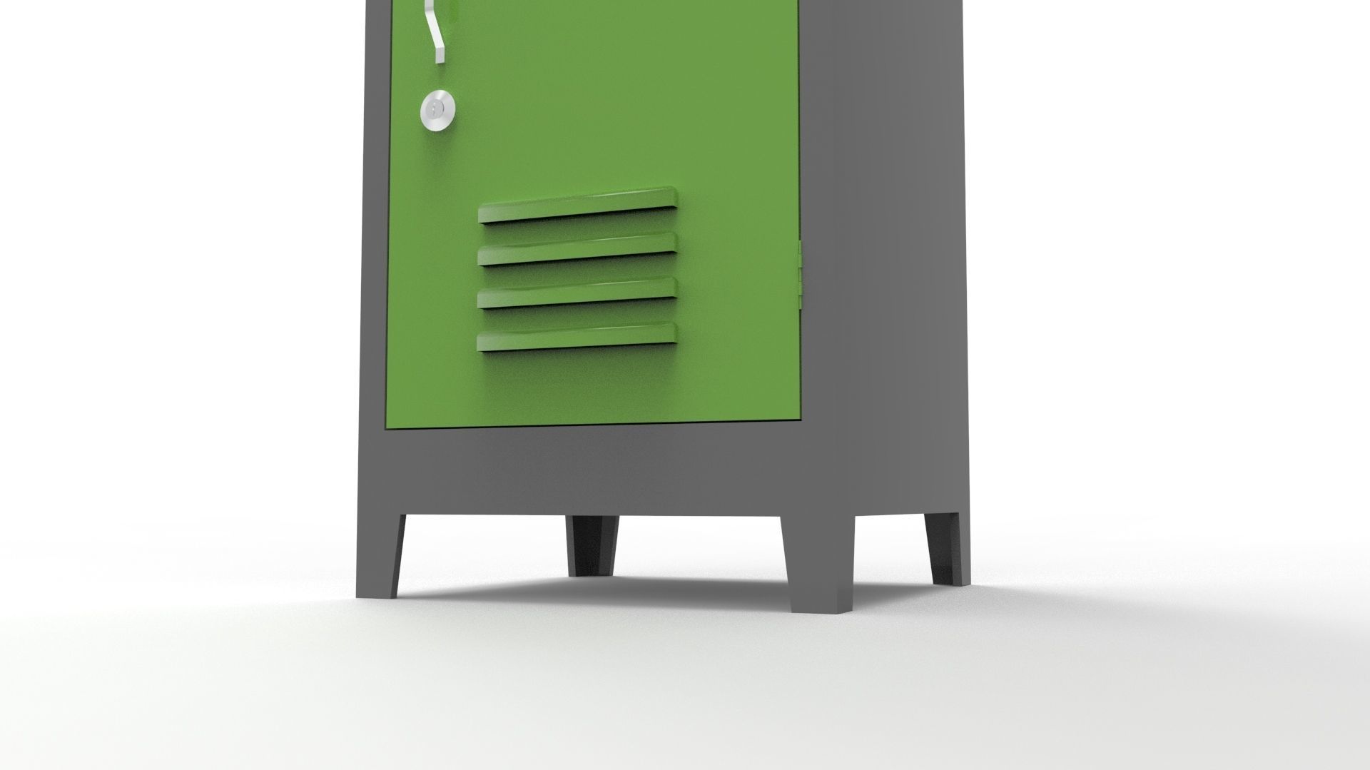 METAL CABINET-SINGLE LONG-TWO COVER-GRAY AND GREEN Low-poly 3D model_68
