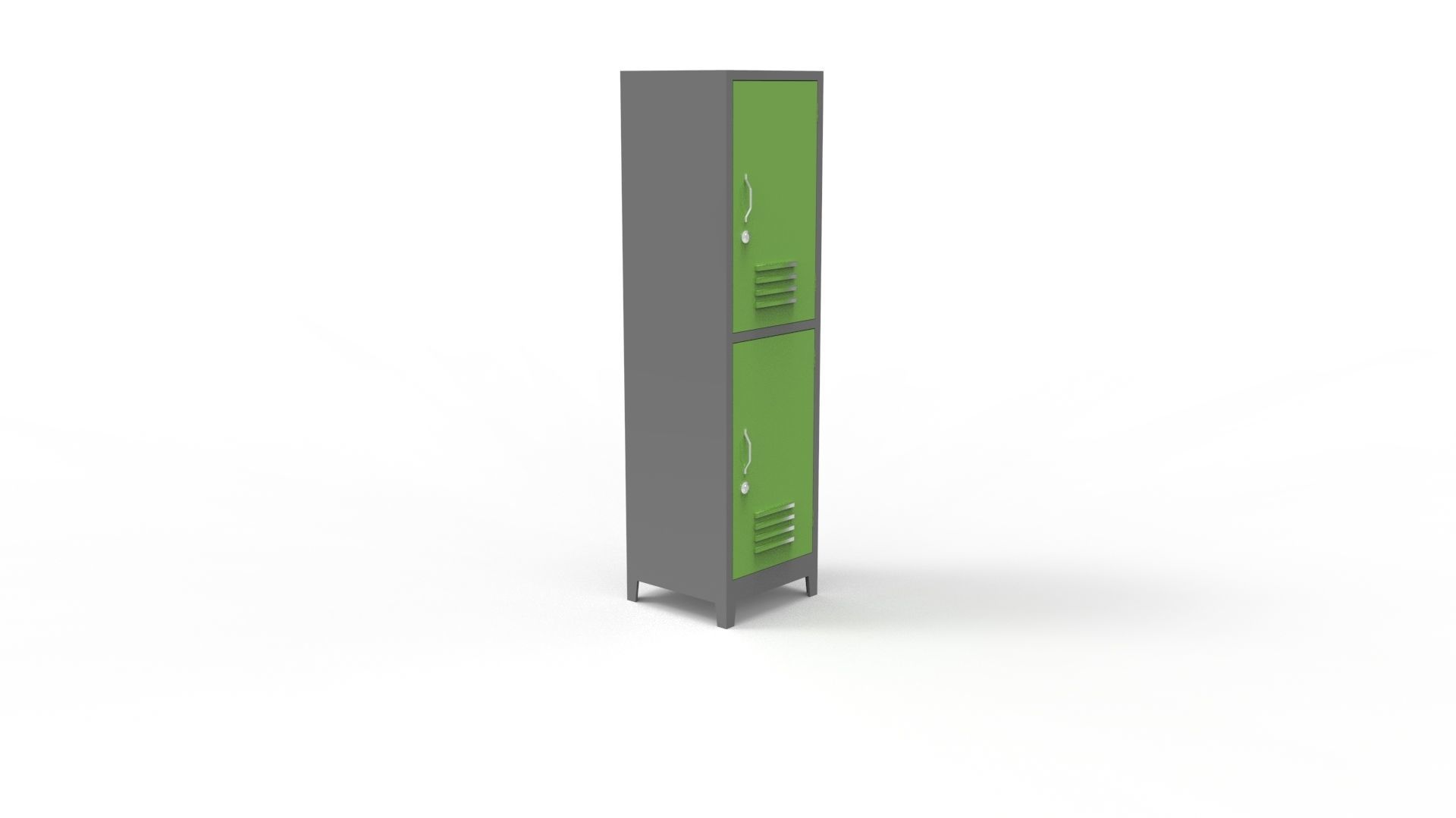 METAL CABINET-SINGLE LONG-TWO COVER-GRAY AND GREEN Low-poly 3D model_57