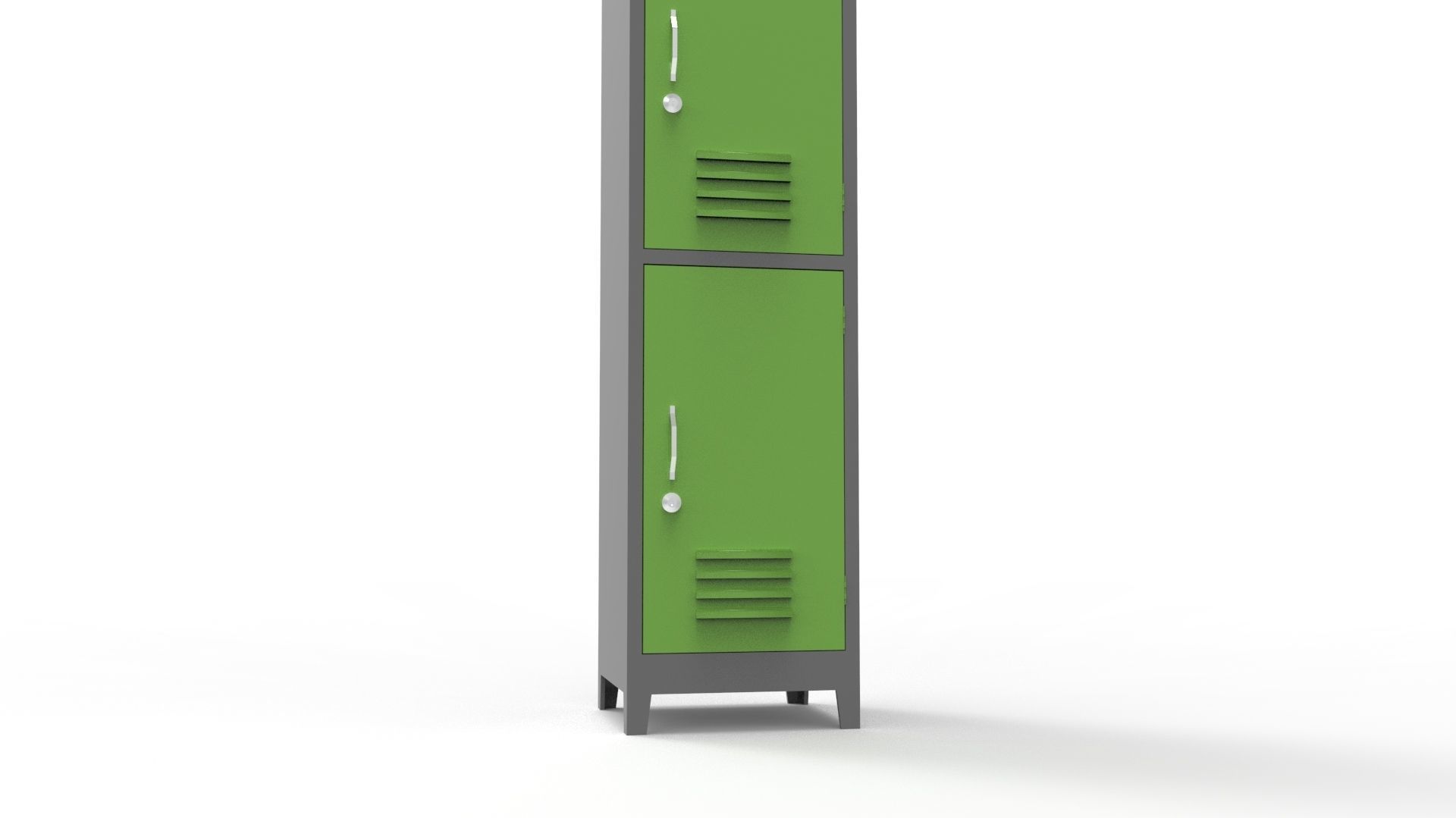 METAL CABINET-SINGLE LONG-TWO COVER-GRAY AND GREEN Low-poly 3D model_19