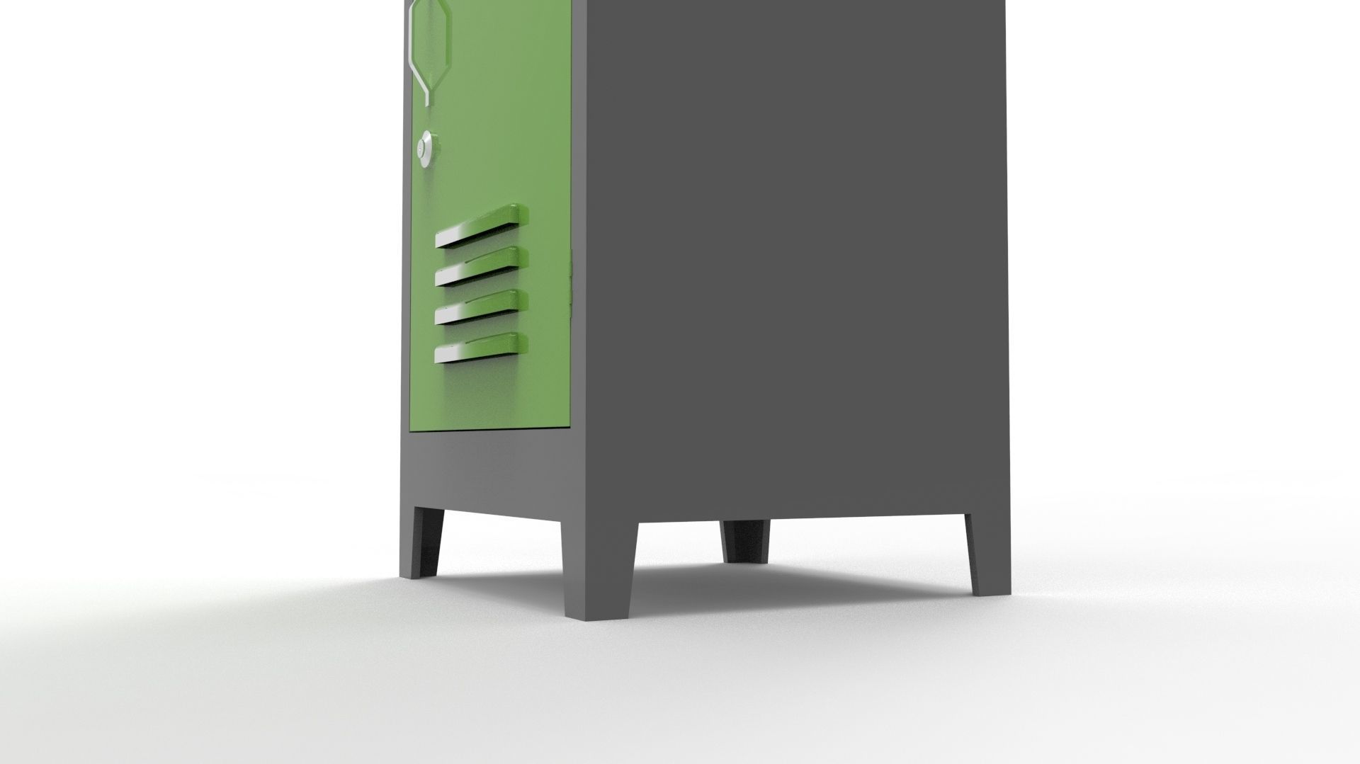 METAL CABINET-SINGLE LONG-TWO COVER-GRAY AND GREEN Low-poly 3D model_36