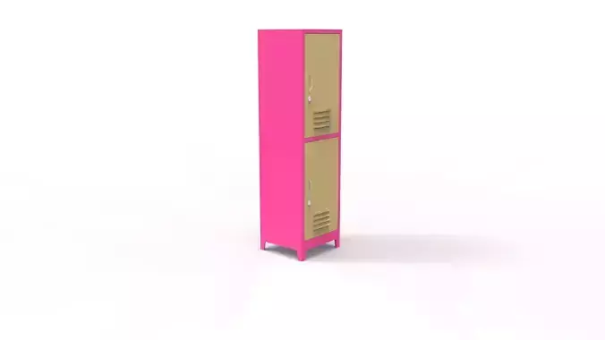 METAL CABINET-SINGLE LONG-TWO COVER-PINK AND CREAM