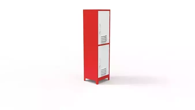 METAL CABINET-SINGLE LONG-TWO COVER-RED AND WHITE