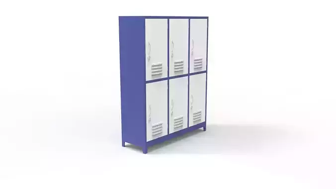METAL CABINET -TRIPLE LONG- SIX COVER-BLUE AND WHITE Low-poly 3D model