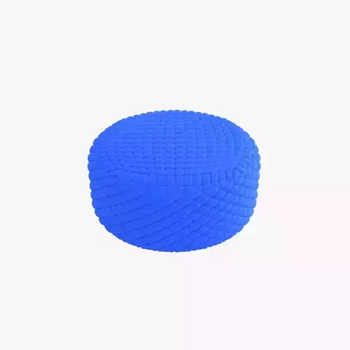 Round tufted ottoman blue fabric 3D model