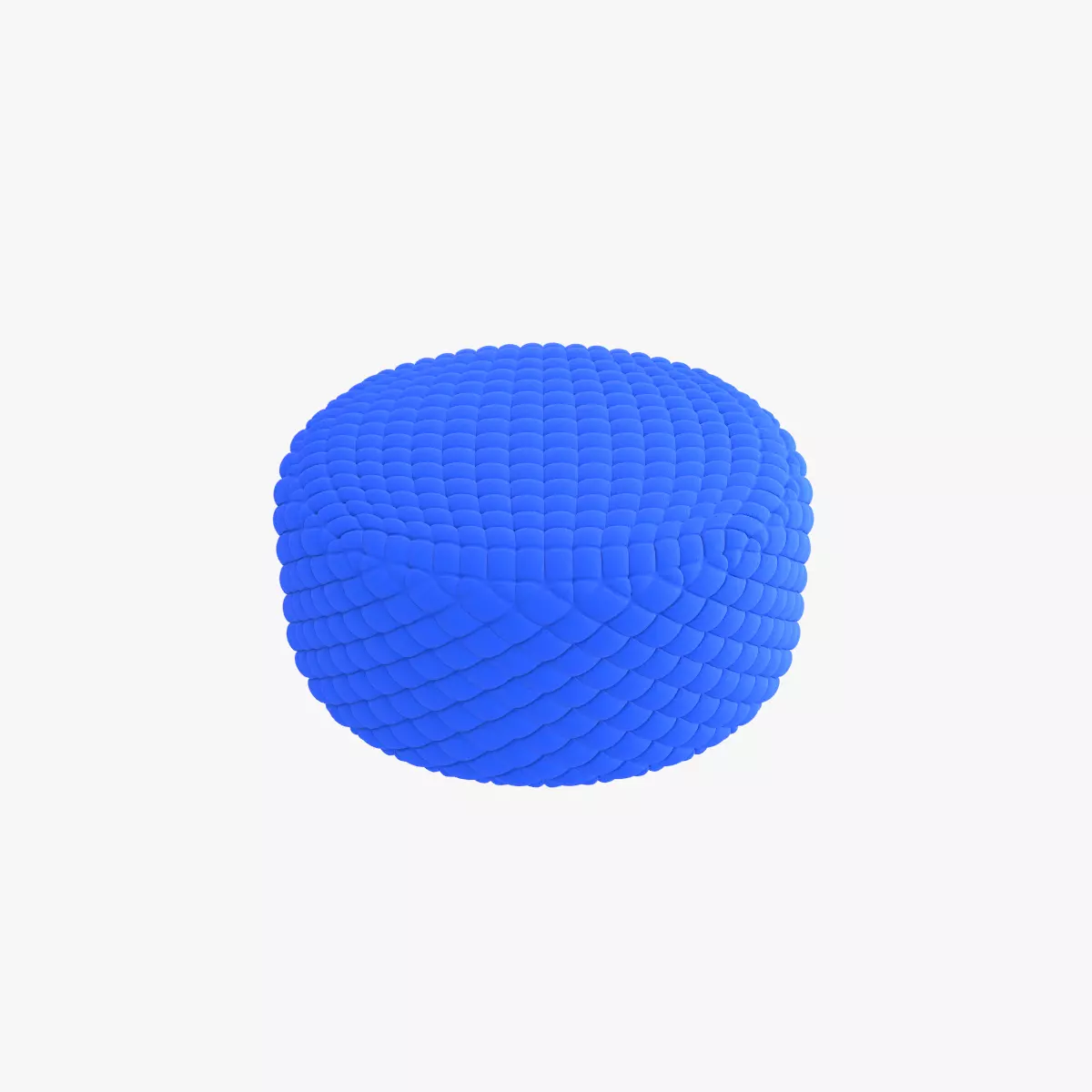 Round tufted ottoman blue fabric 3D model