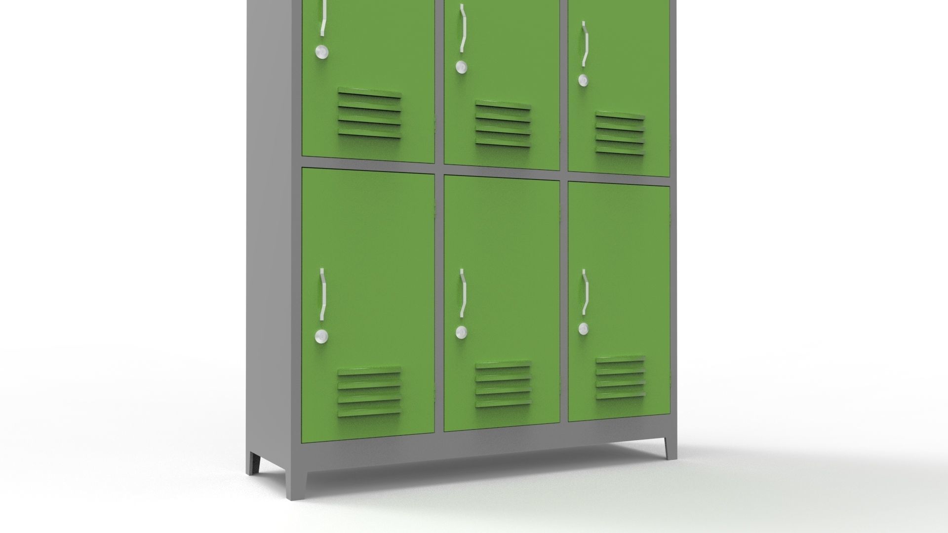 METAL CABINET -TRIPLE LONG- SIX COVER-GRAY AND GREEN Low-poly 3D model_33