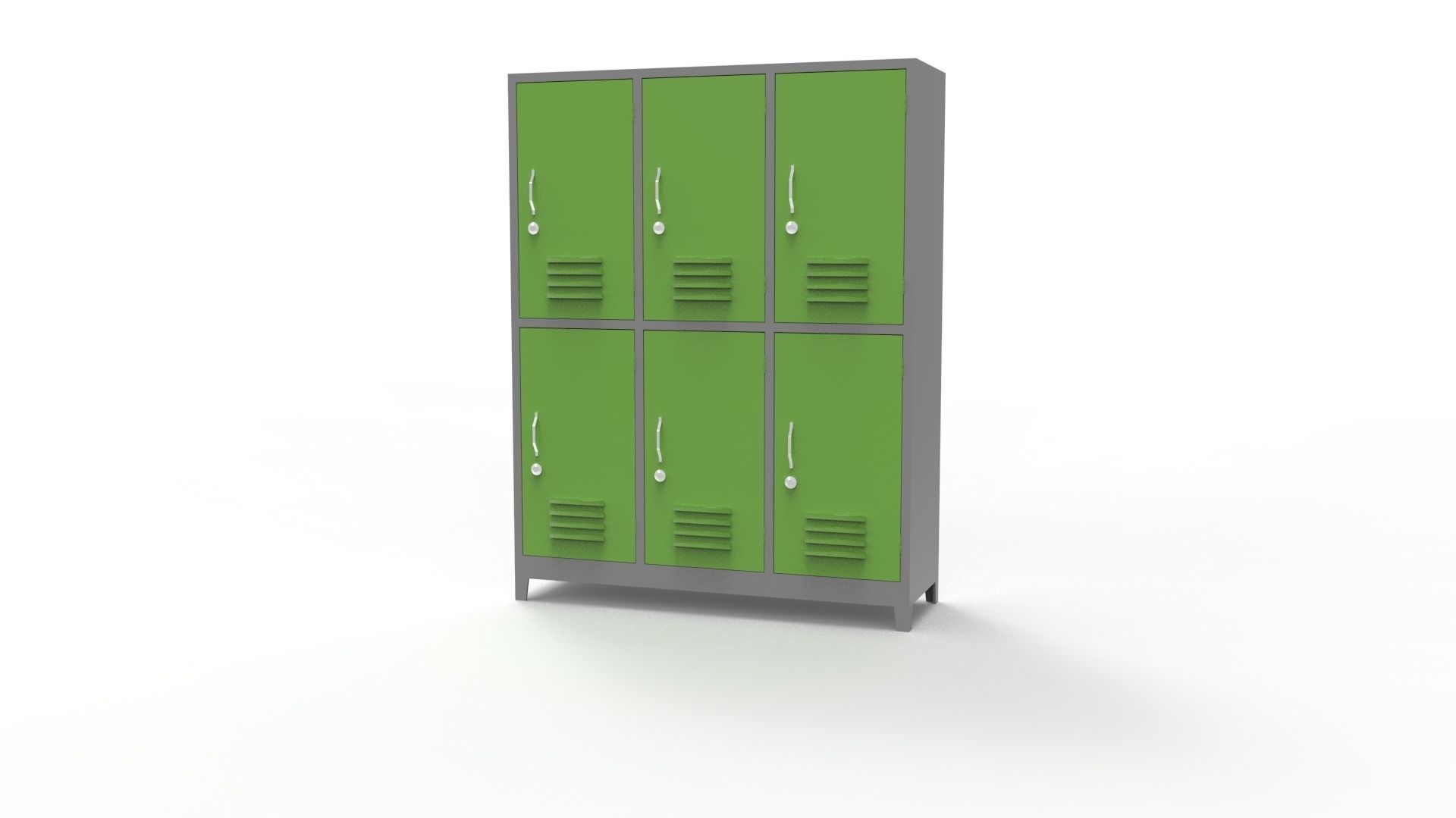 METAL CABINET -TRIPLE LONG- SIX COVER-GRAY AND GREEN Low-poly 3D model_37