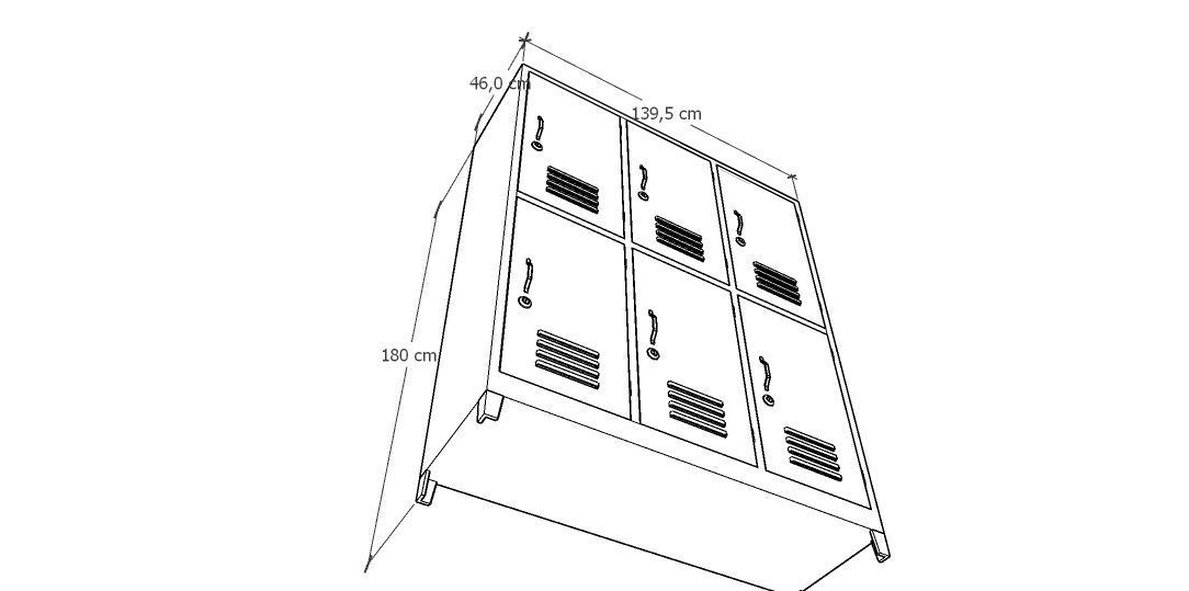METAL CABINET -TRIPLE LONG- SIX COVER-GRAY AND GREEN Low-poly 3D model_11