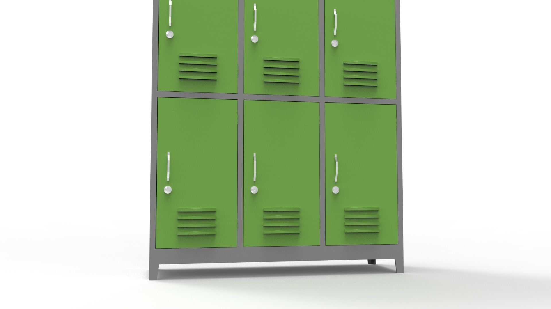 METAL CABINET -TRIPLE LONG- SIX COVER-GRAY AND GREEN Low-poly 3D model_46
