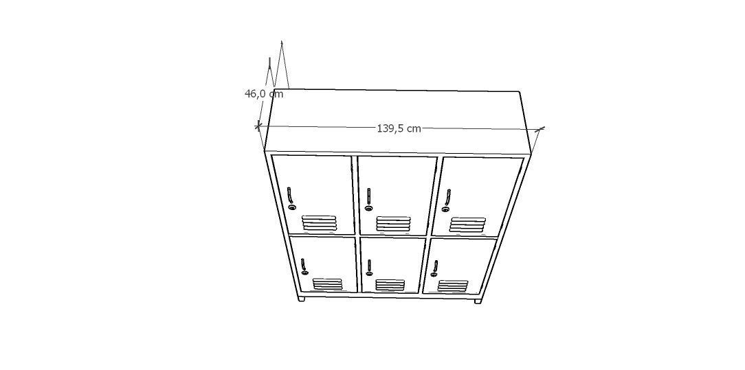 METAL CABINET -TRIPLE LONG- SIX COVER-GRAY AND GREEN Low-poly 3D model_12